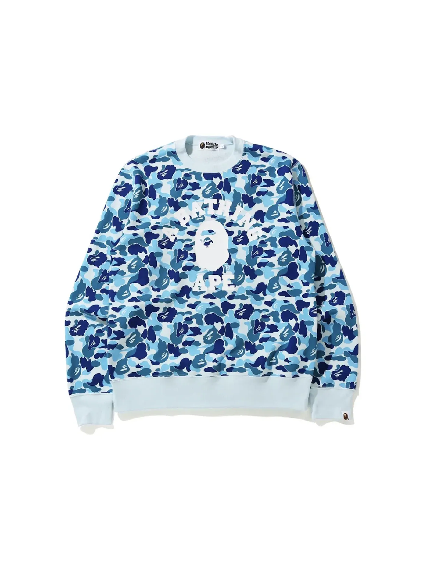 Мужской свитшот с принтом BAPE ABC Camo College Wide Crewneck BAPE — изображение 1 из 1, синий