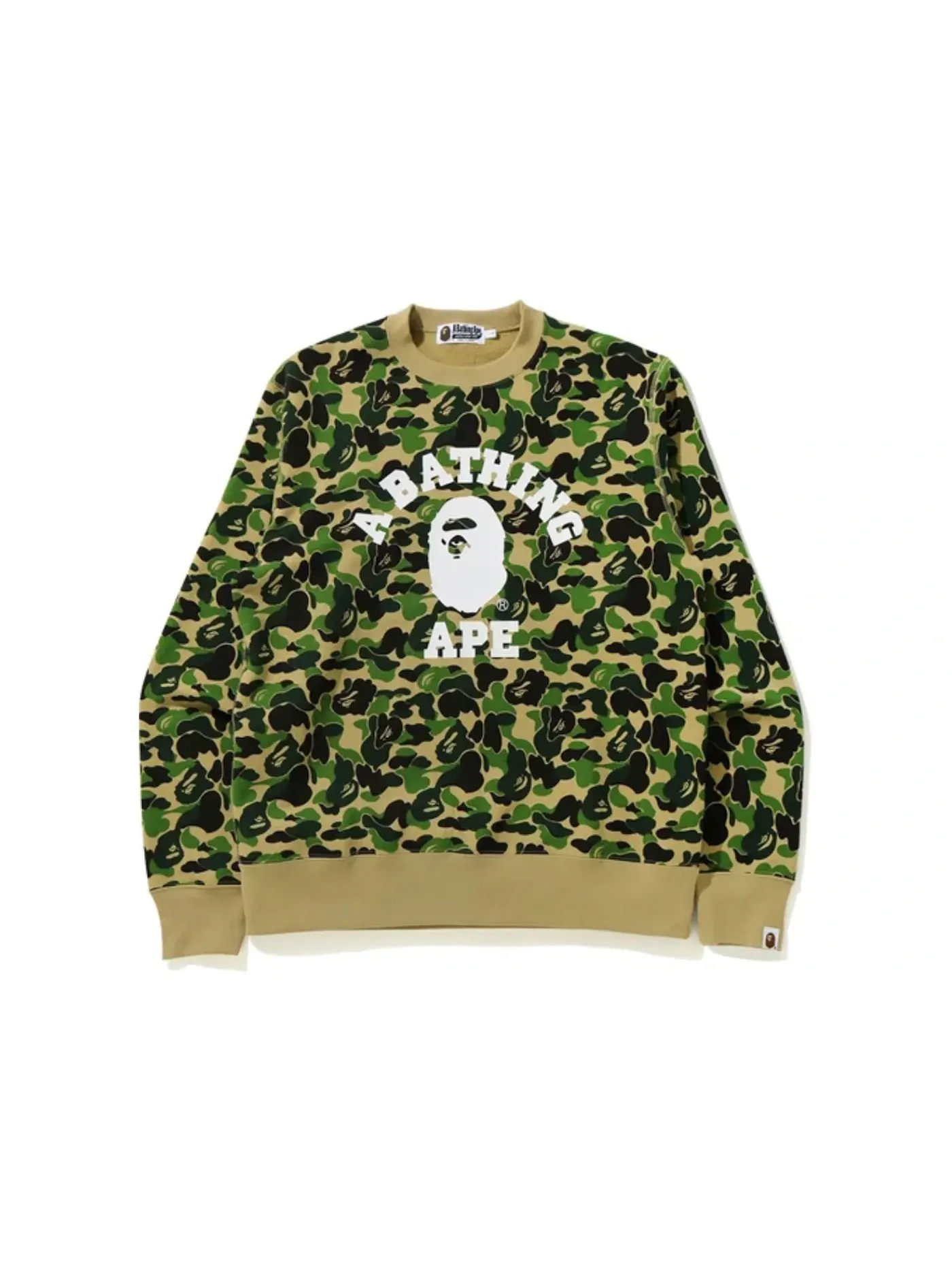 Мужской свитшот с принтом BAPE ABC Camo College Wide Crewneck Green — изображение 1 из 1