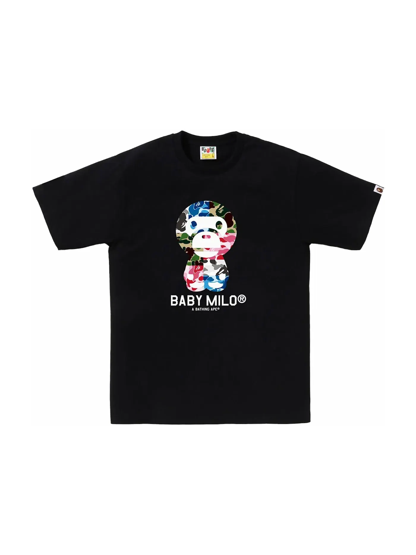 Мужская футболка с принтом Crazy Baby Milo BAPE — изображение 1 из 1, черный