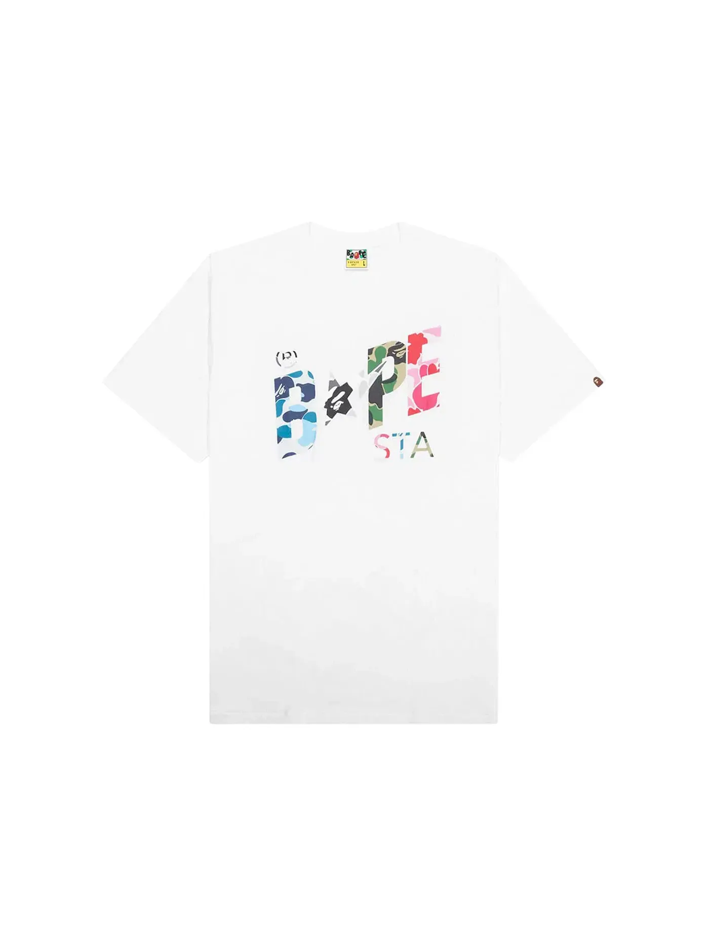 Мужская футболка с принтом BAPE ABC Camo Crazy BAPE Sta Logo Tee BAPE — изображение 1 из 2, белый