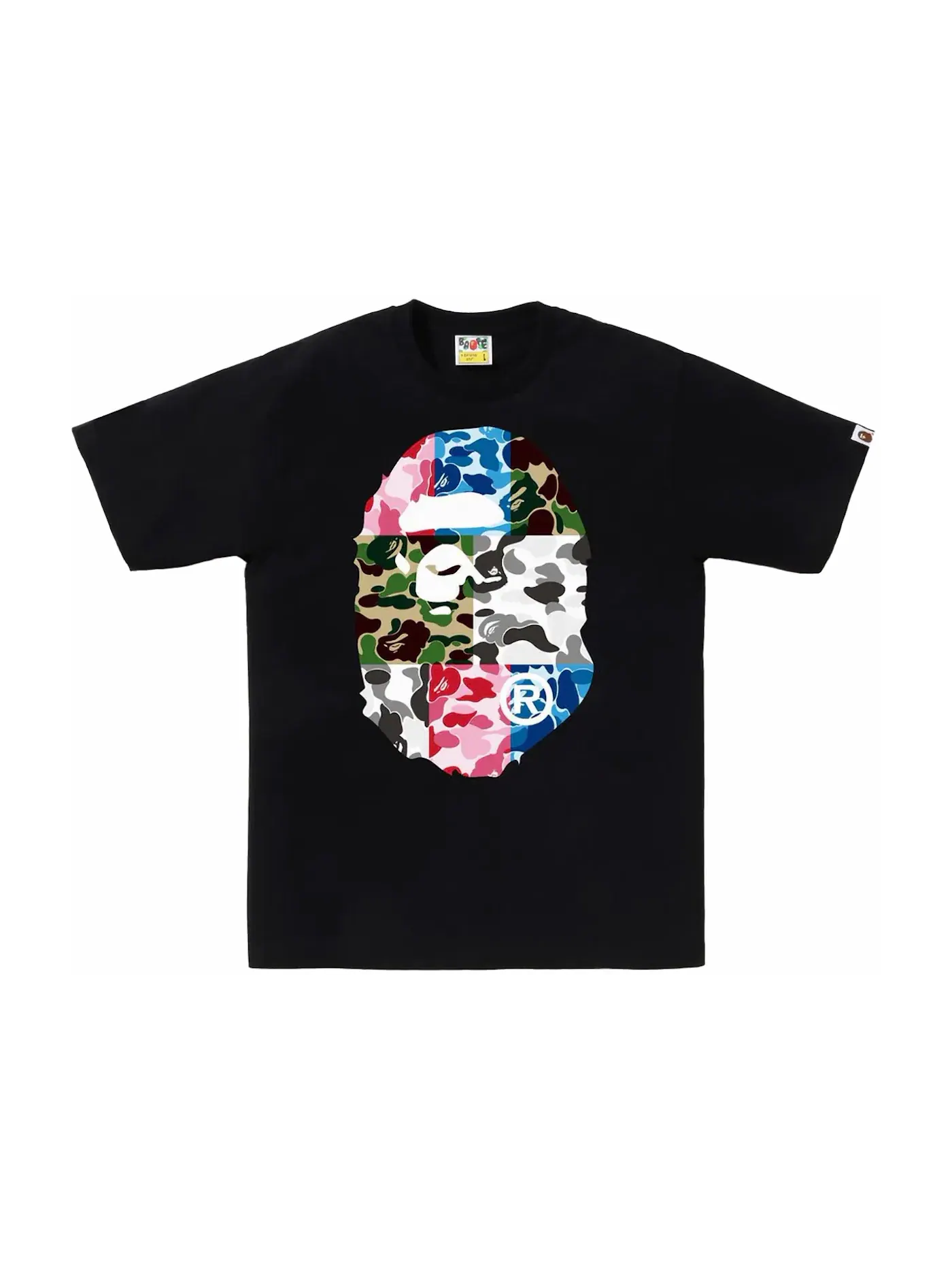 Мужская футболка с принтом BAPE ABC Camo Crazy Big Ape Head Tee BAPE — изображение 1 из 1, черный