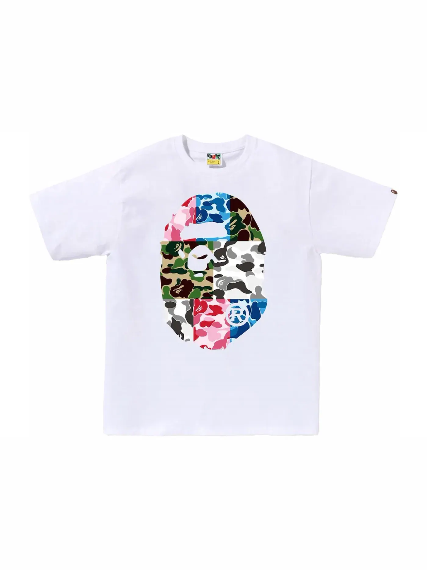 Мужская футболка с принтом BAPE ABC Camo Crazy Big Ape Head Tee BAPE — изображение 1 из 1, белый