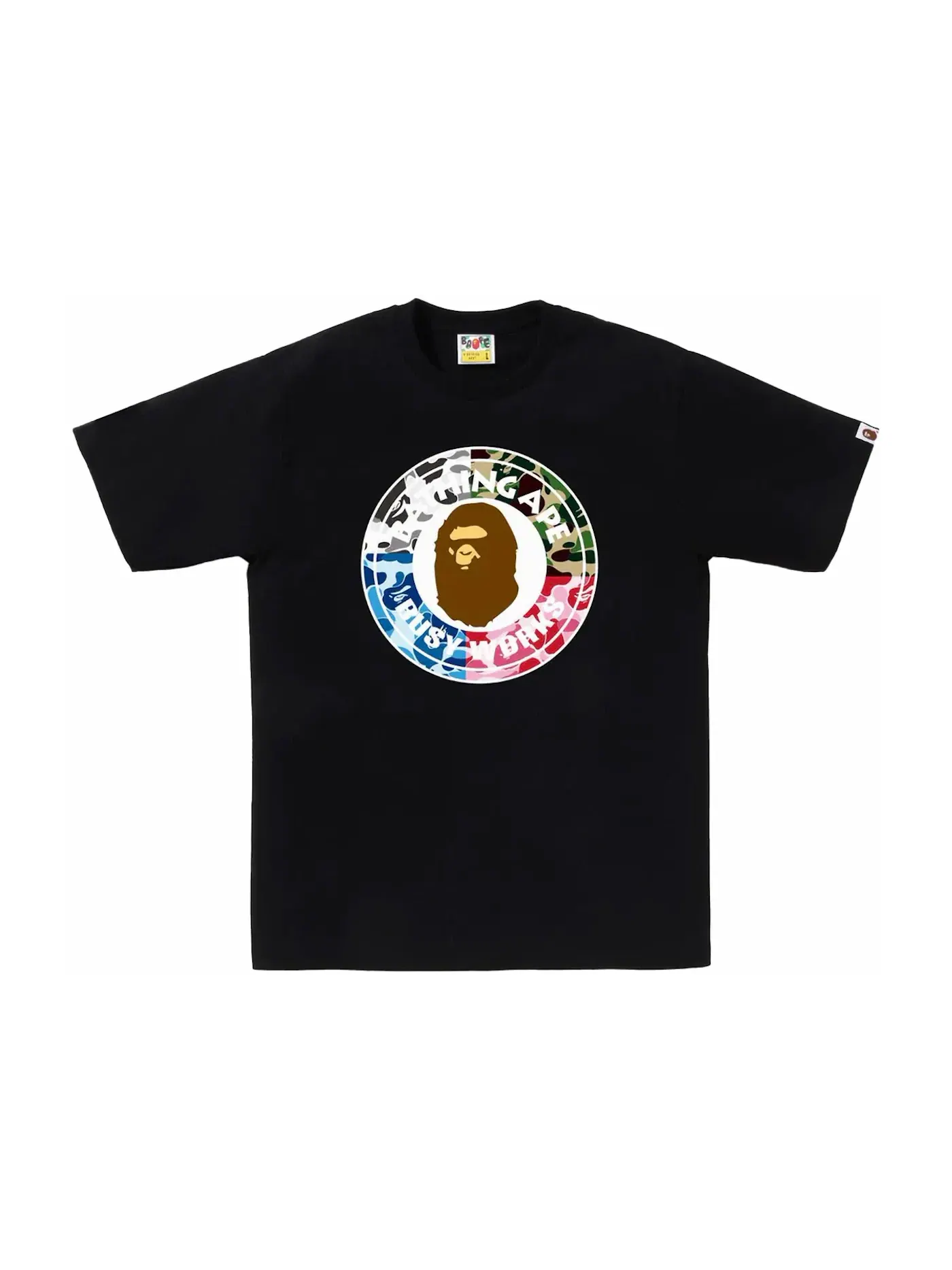 Мужская футболка с принтом BAPE ABC Camo Crazy Busy Works Tee BAPE — изображение 1 из 1, черный