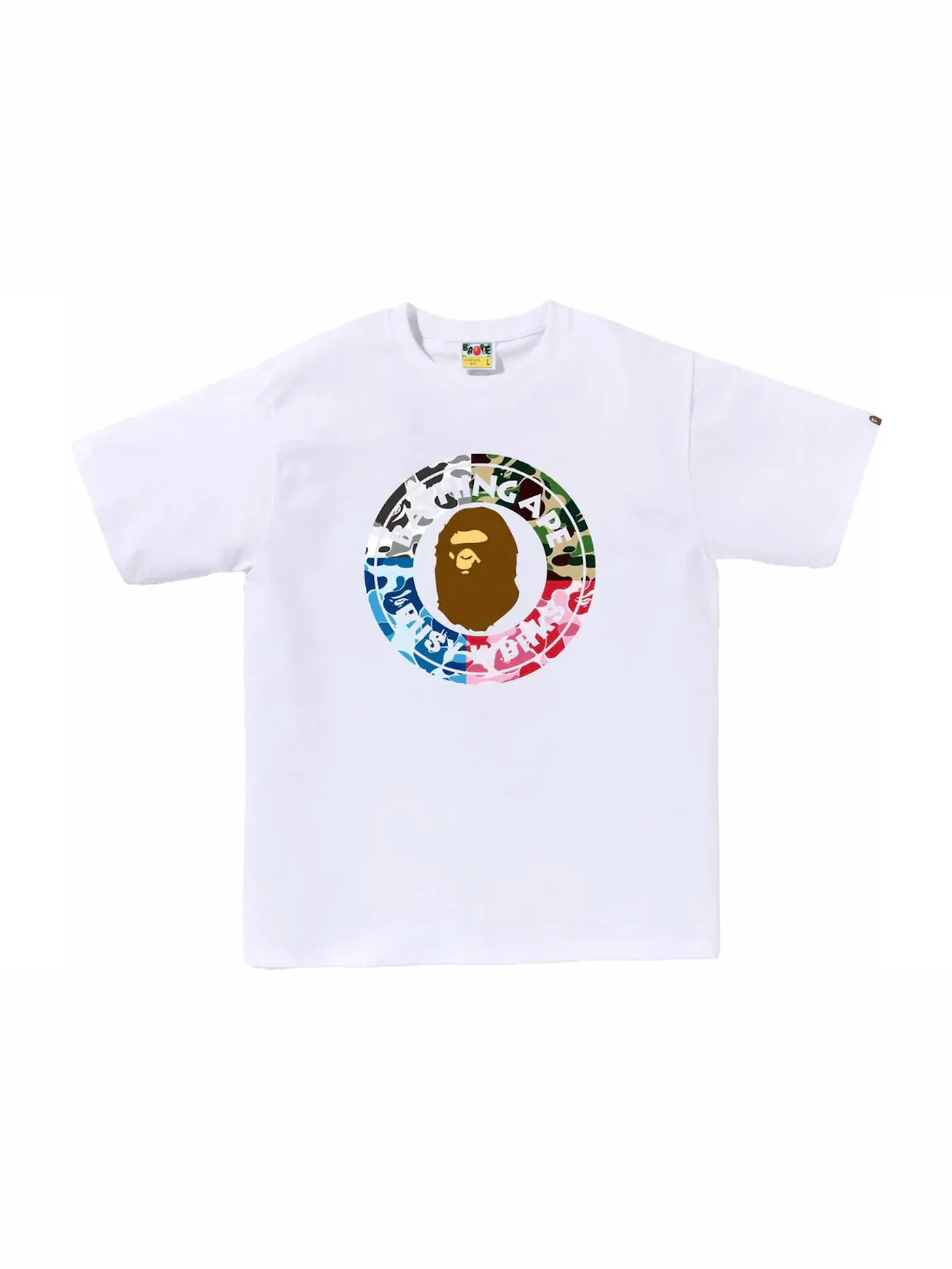 Мужская футболка с принтом ABC Camo Crazy Busy Works BAPE — изображение 1 из 1, белый