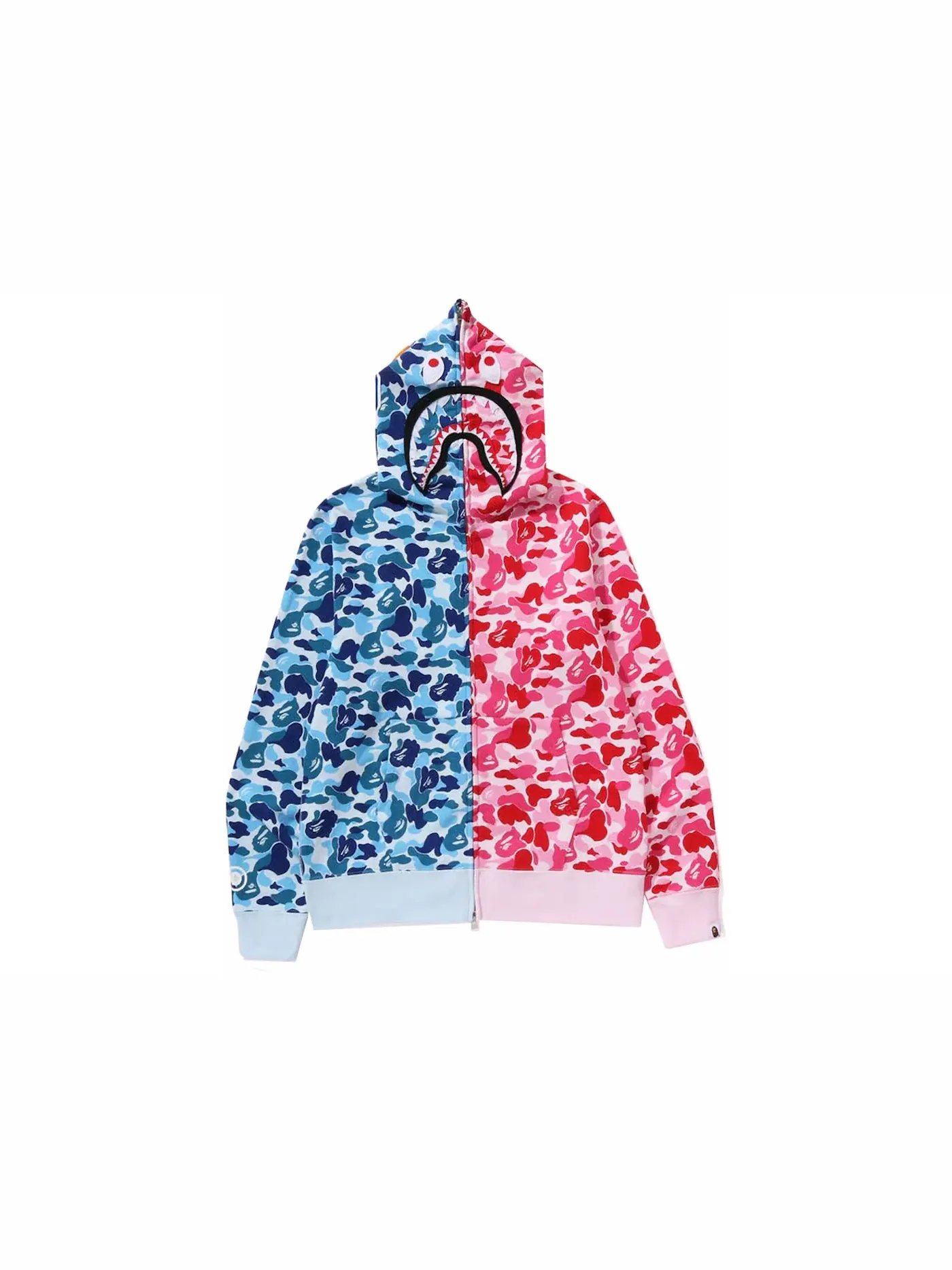 Мужская худи с принтом BAPE ABC Camo Crazy Shark Full Zip Hoodie BAPE — изображение 1 из 3, синий розовый