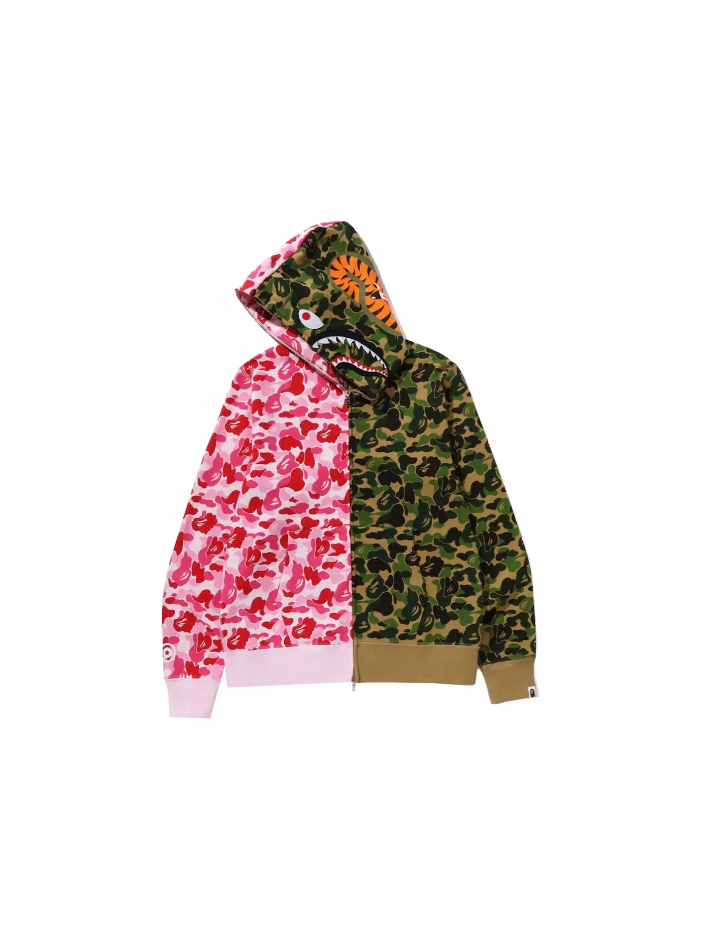 Мужская худи с камуфляжным принтом Crazy Shark BAPE — изображение 3 из 3, розовый/зеленый