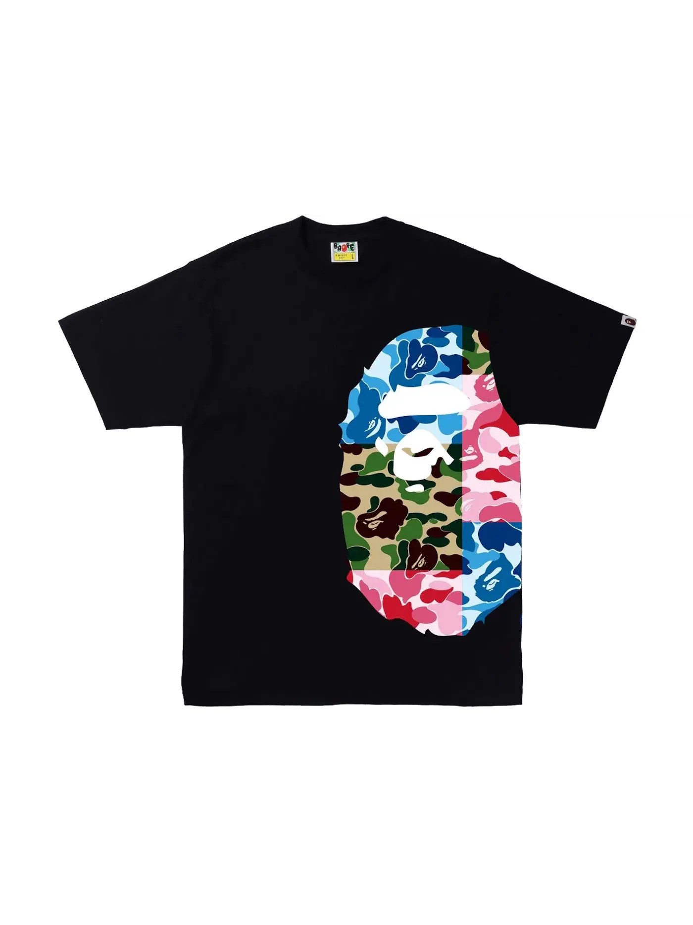 Мужская футболка с принтом BAPE ABC Camo Crazy Side Big Ape Head Tee — изображение 1 из 2, черный