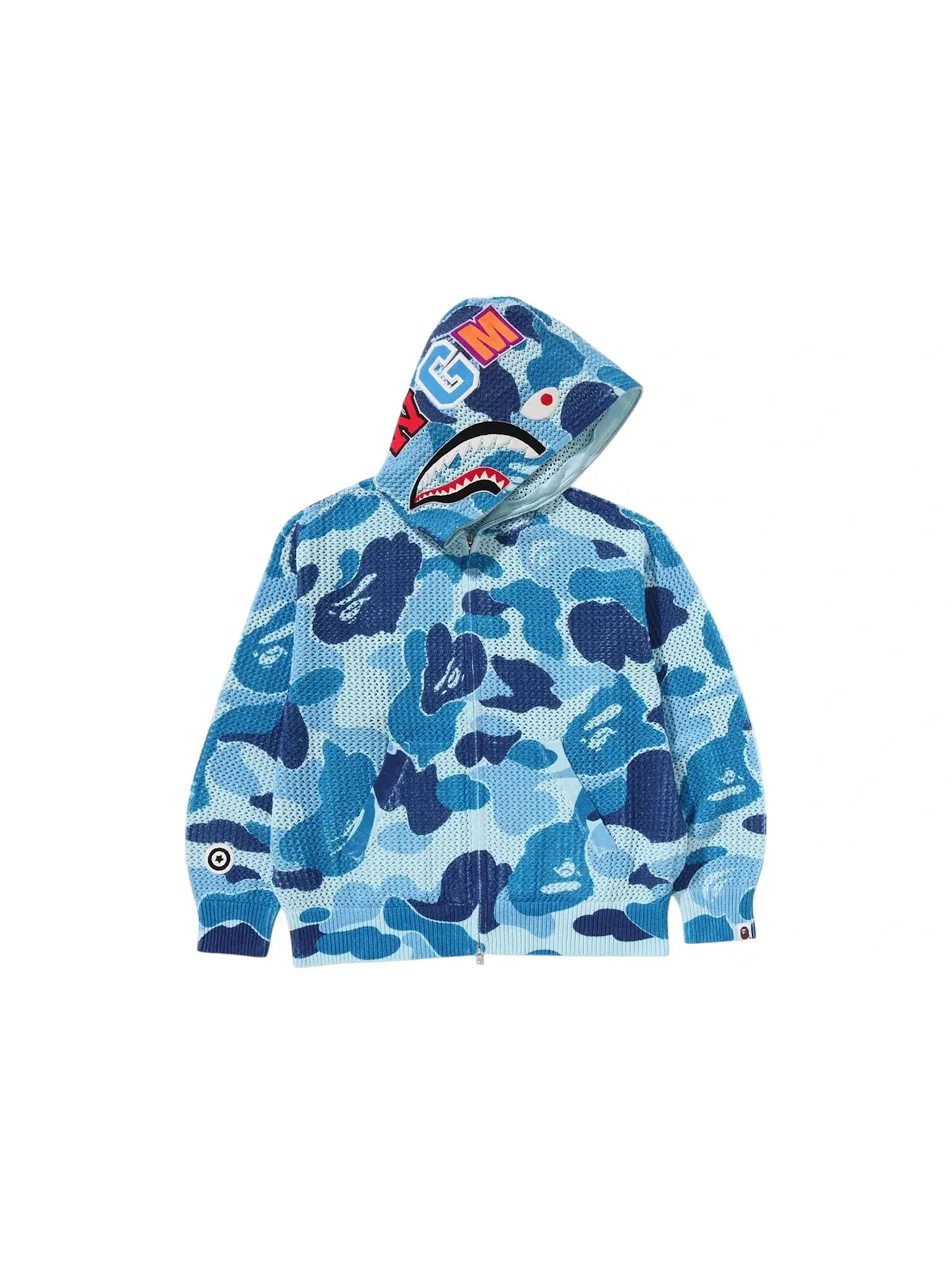Мужская худи свободного кроя с принтом ABC Camo Crochet BAPE — изображение 1 из 2, синий