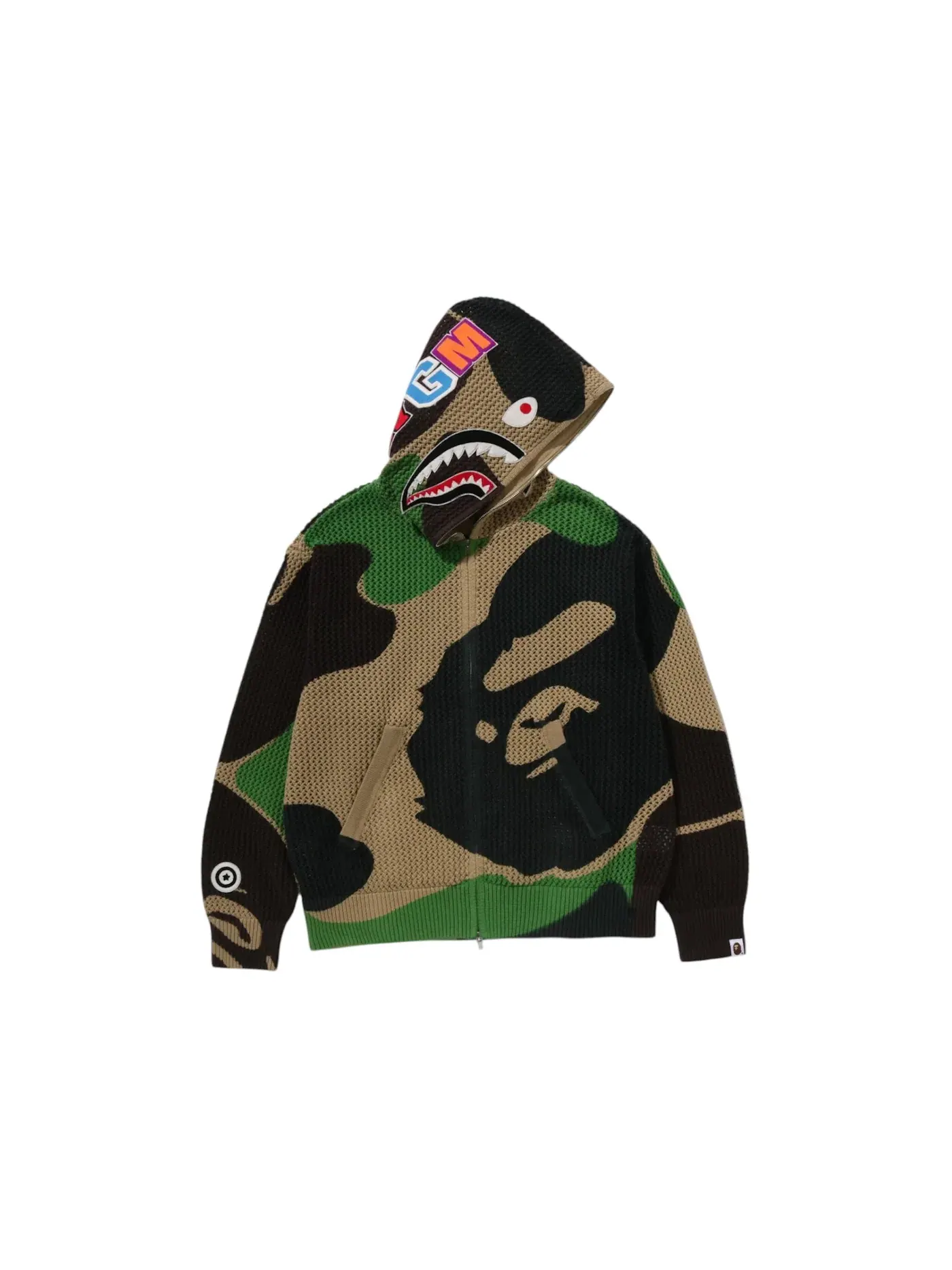 Мужская худи свободного кроя с принтом BAPE ABC Camo Crochet Shark Relaxed Fit Full Zip Hoodie BAPE — изображение 1 из 2