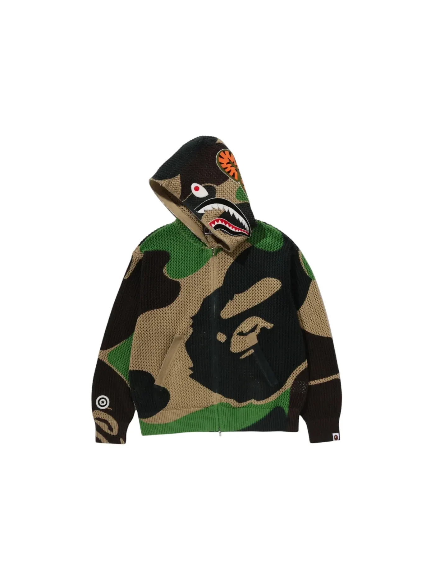 Мужская худи свободного кроя с принтом BAPE ABC Camo Crochet Shark Relaxed Fit Full Zip Hoodie BAPE — изображение 2 из 2