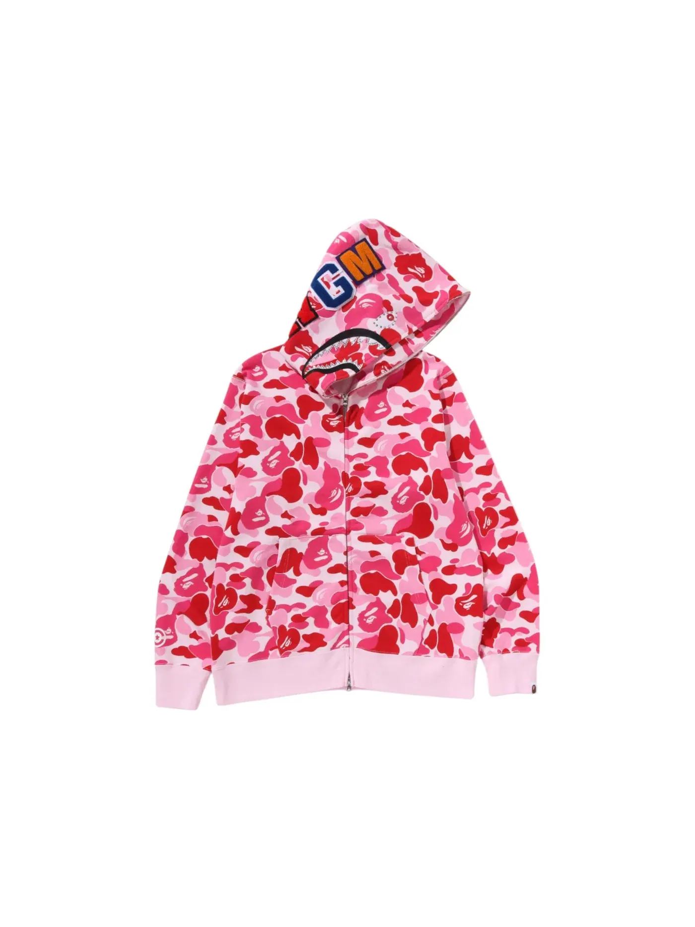 Мужская худи с камуфляжным принтом BAPE ABC Camo Crystal Stone Shark Full Zip — изображение 1 из 2, розовый
