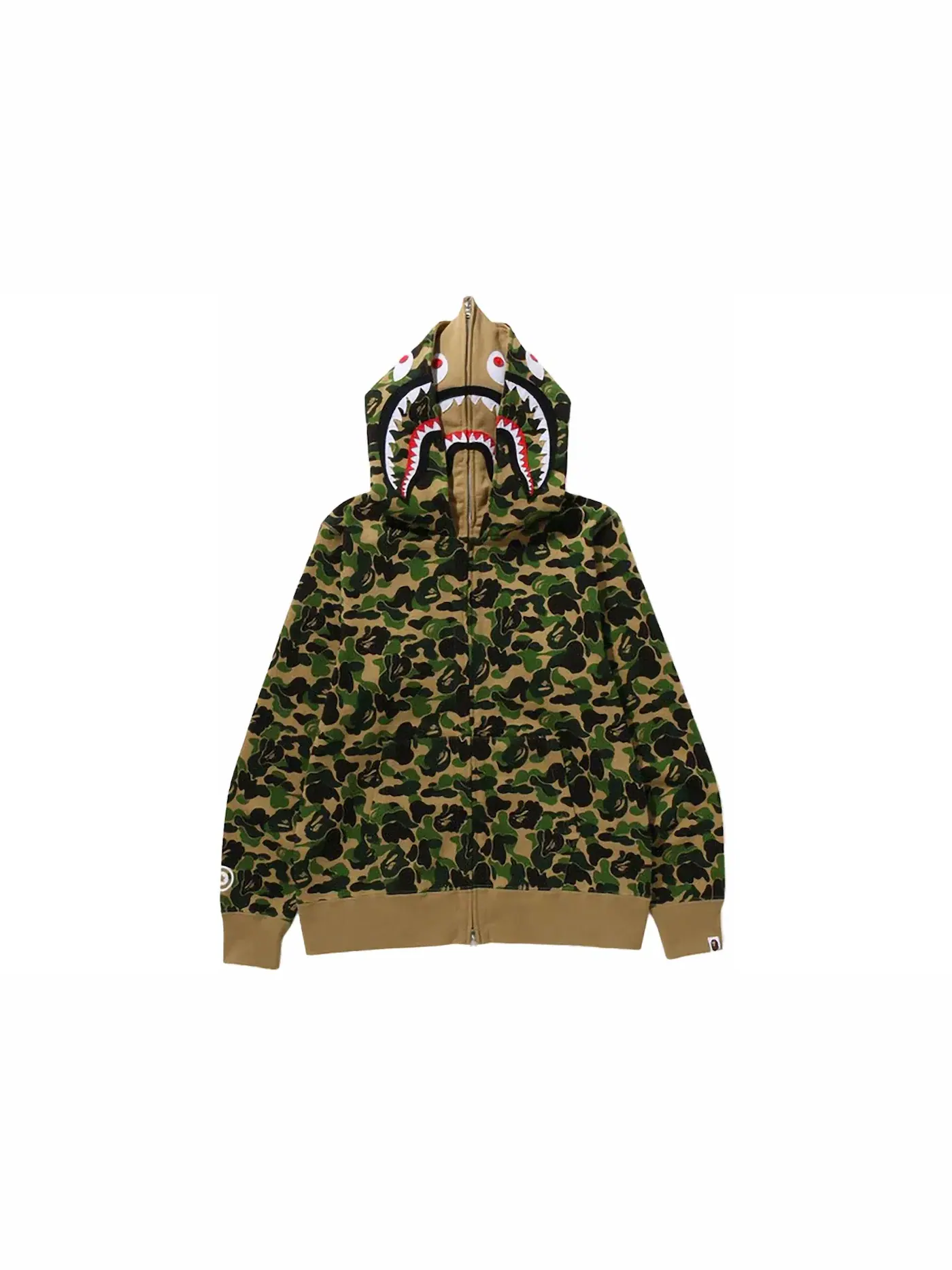 Мужская худи с капюшоном с принтом BAPE ABC Camo Double Shark Full Zip Hoodie FW23 BAPE — изображение 1 из 3, зеленый