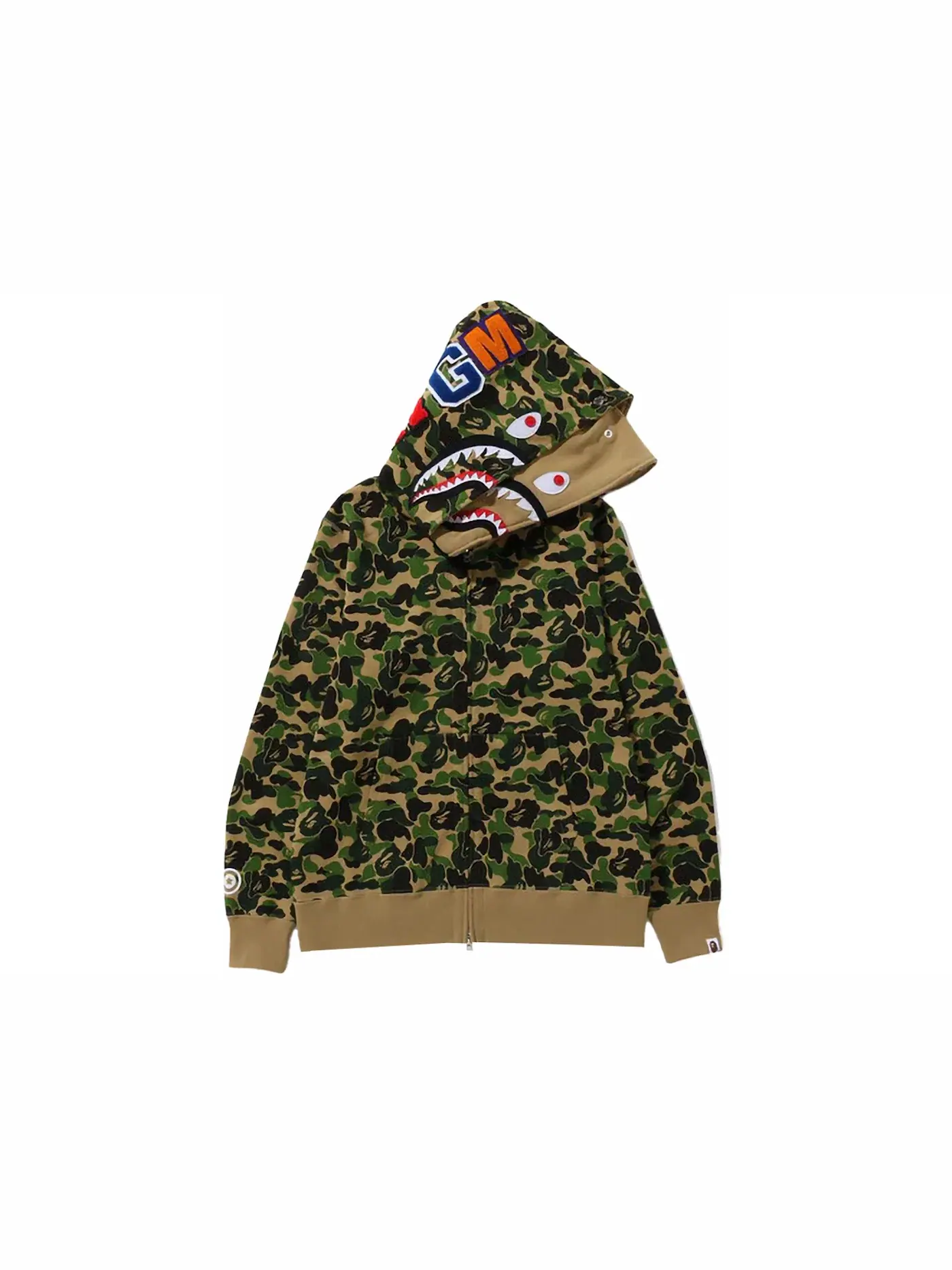 Мужская худи с капюшоном с принтом BAPE ABC Camo Double Shark Full Zip Hoodie FW23 BAPE — изображение 2 из 3, зеленый