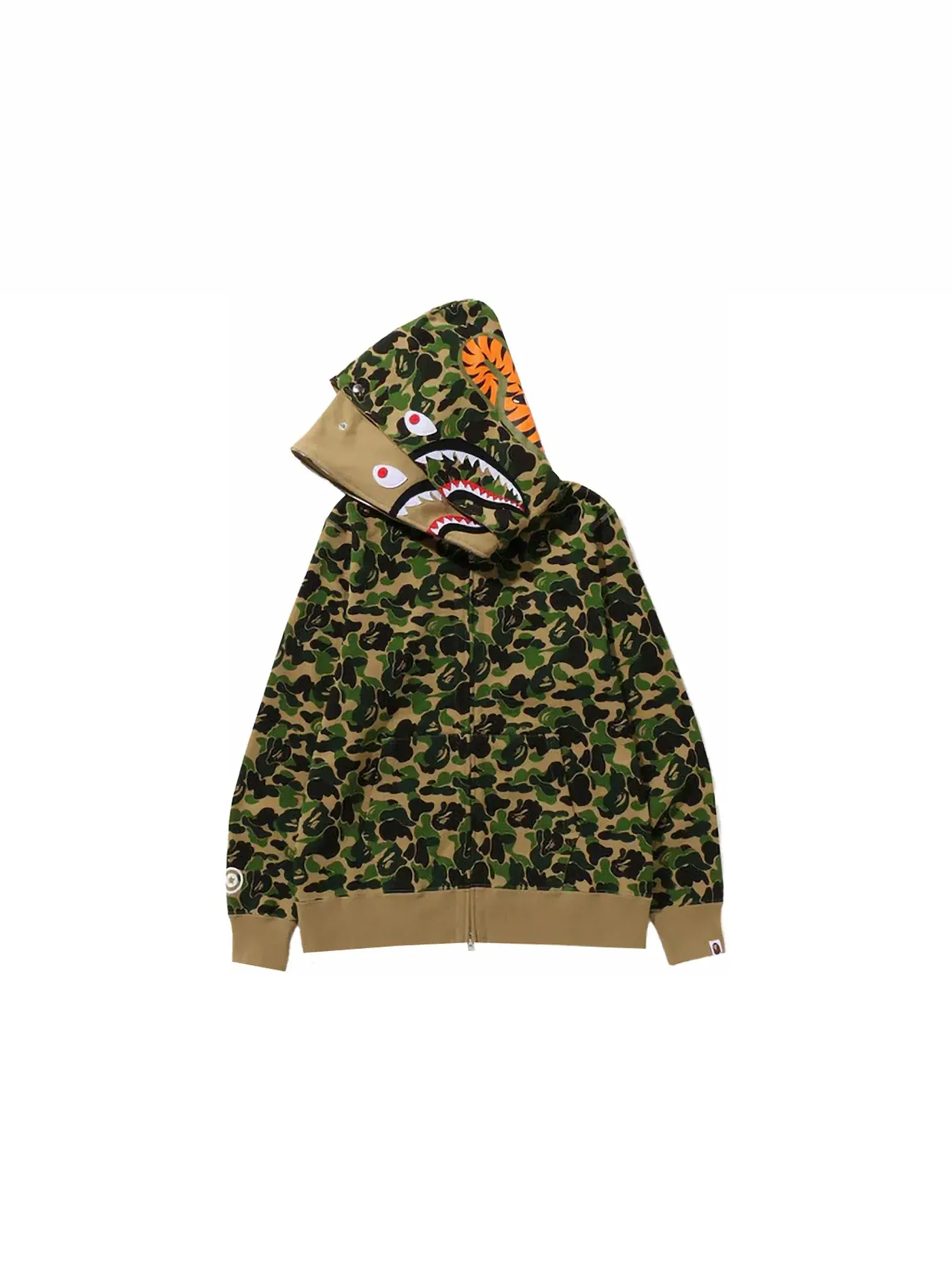 Мужская худи с капюшоном с принтом BAPE ABC Camo Double Shark Full Zip Hoodie FW23 BAPE — изображение 3 из 3, зеленый