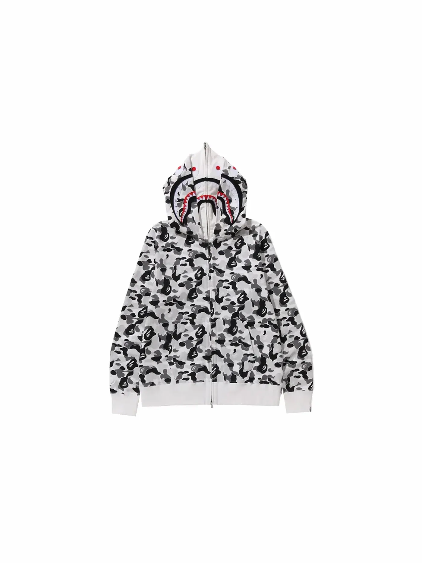 Мужская худи с принтом BAPE ABC Camo Double Shark Full Zip Hoodie BAPE — изображение 1 из 3, серый