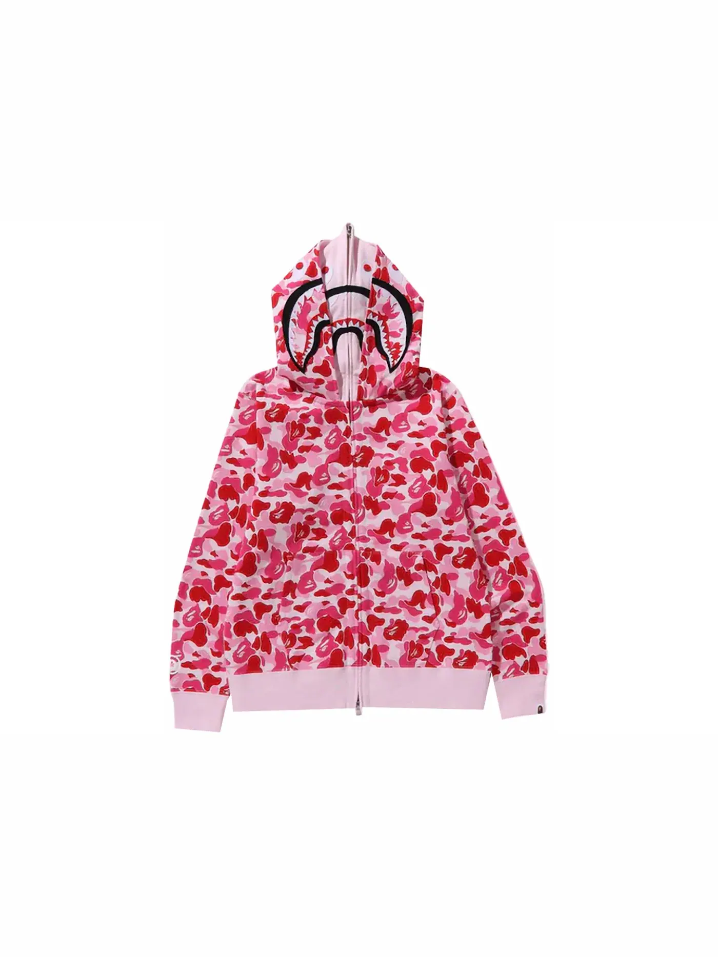 Мужская худи с принтом BAPE ABC Camo Double Shark Full Zip Hoodie (FW23) BAPE — изображение 1 из 3, розовый