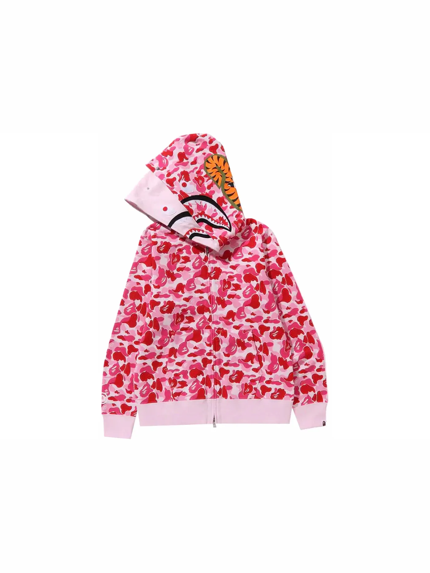 Мужская худи с принтом BAPE ABC Camo Double Shark Full Zip Hoodie (FW23) BAPE — изображение 3 из 3, розовый