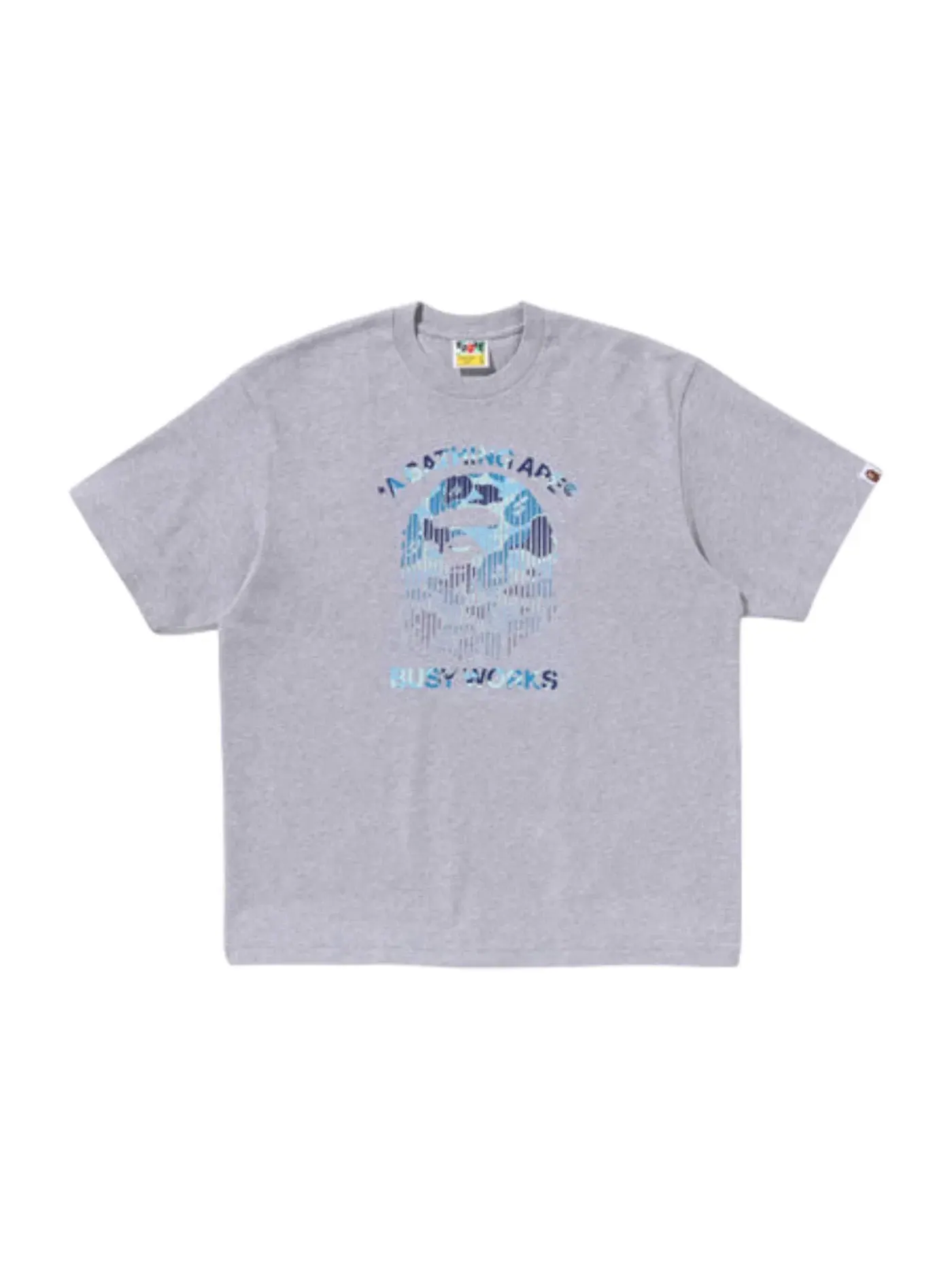 Мужская футболка свободного кроя с принтом BAPE ABC Camo Fade Ape Head Tee BAPE — изображение 1 из 1, серый