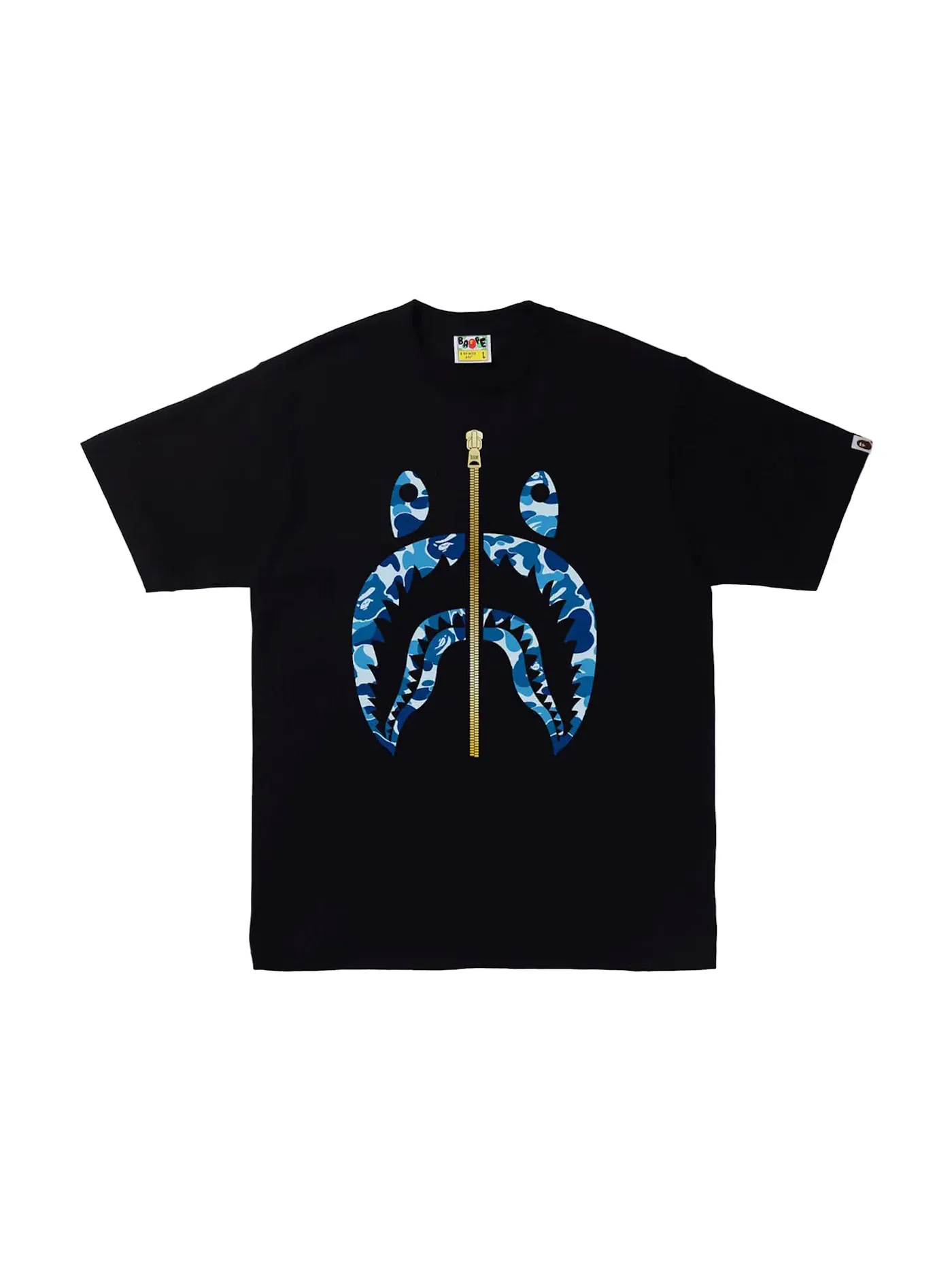 Мужская футболка с принтом BAPE ABC Camo Gold Zip Shark Tee — изображение 1 из 1, черный/синий