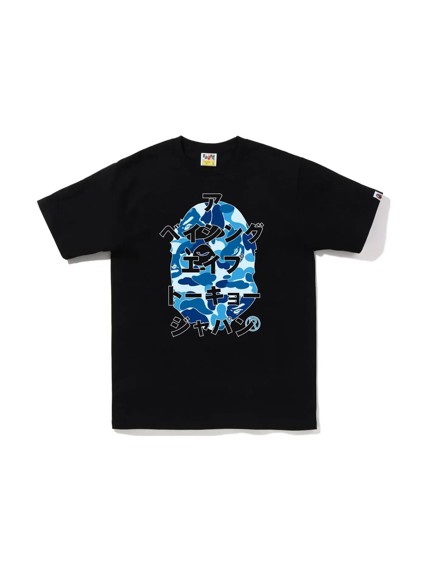 Мужская футболка с принтом BAPE ABC Camo Japanese Letters Tee — изображение 1 из 1, черный синий