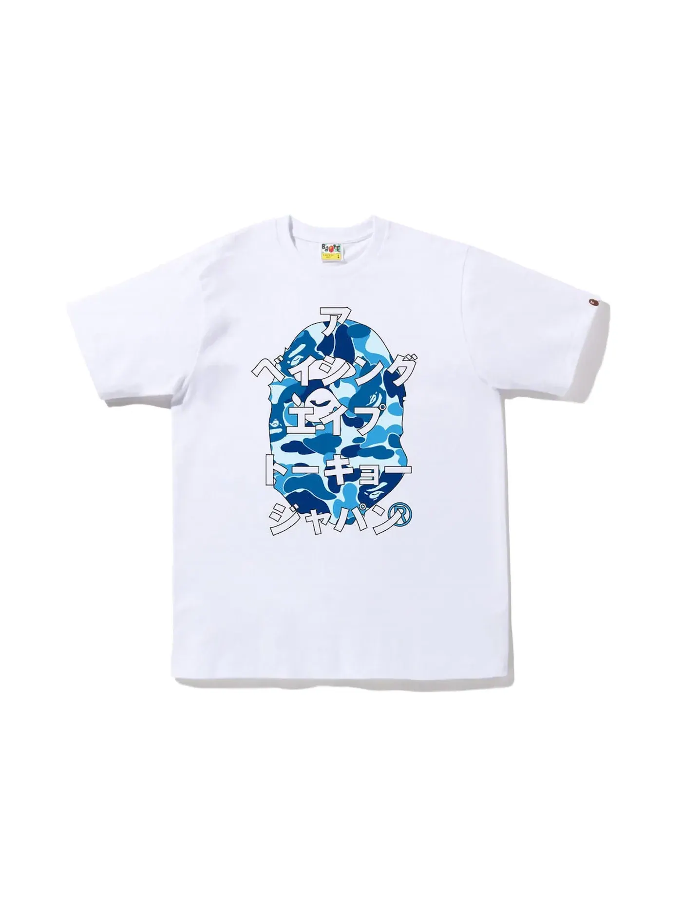 Мужская футболка с принтом BAPE ABC Camo Japanese Letters Tee White Blue — изображение 1 из 1, белый синий