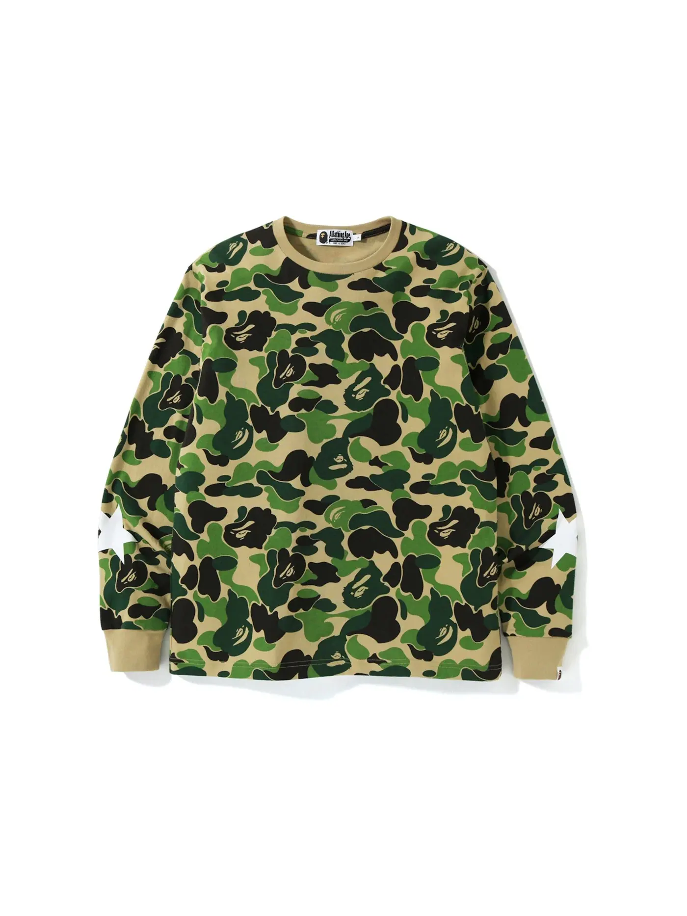 Мужская футболка с длинным рукавом ABC Camo BAPE — изображение 1 из 2, зеленый