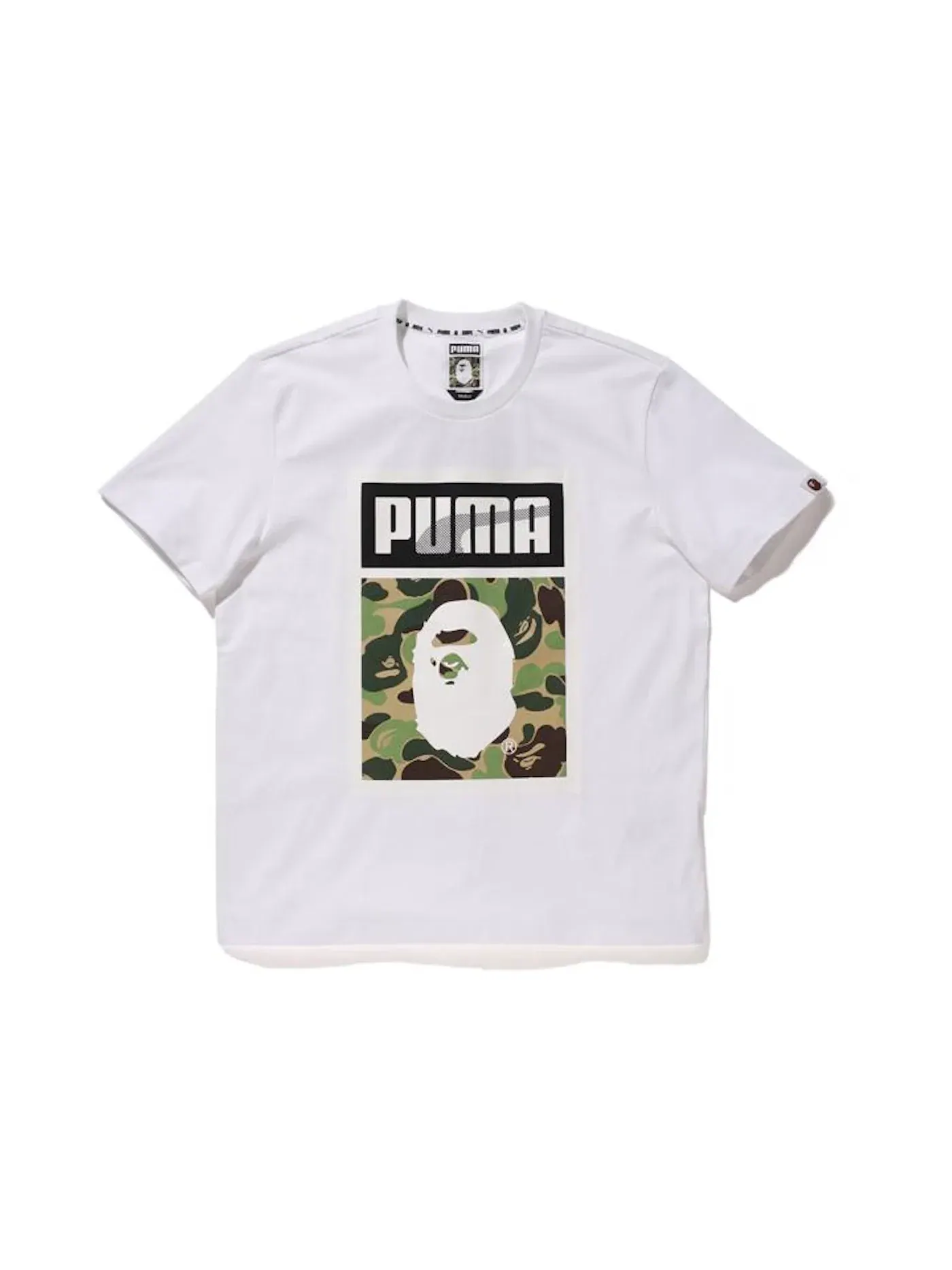 Мужская футболка с принтом BAPE X Puma ABC Camo Logo Tee — изображение 1 из 1, белый