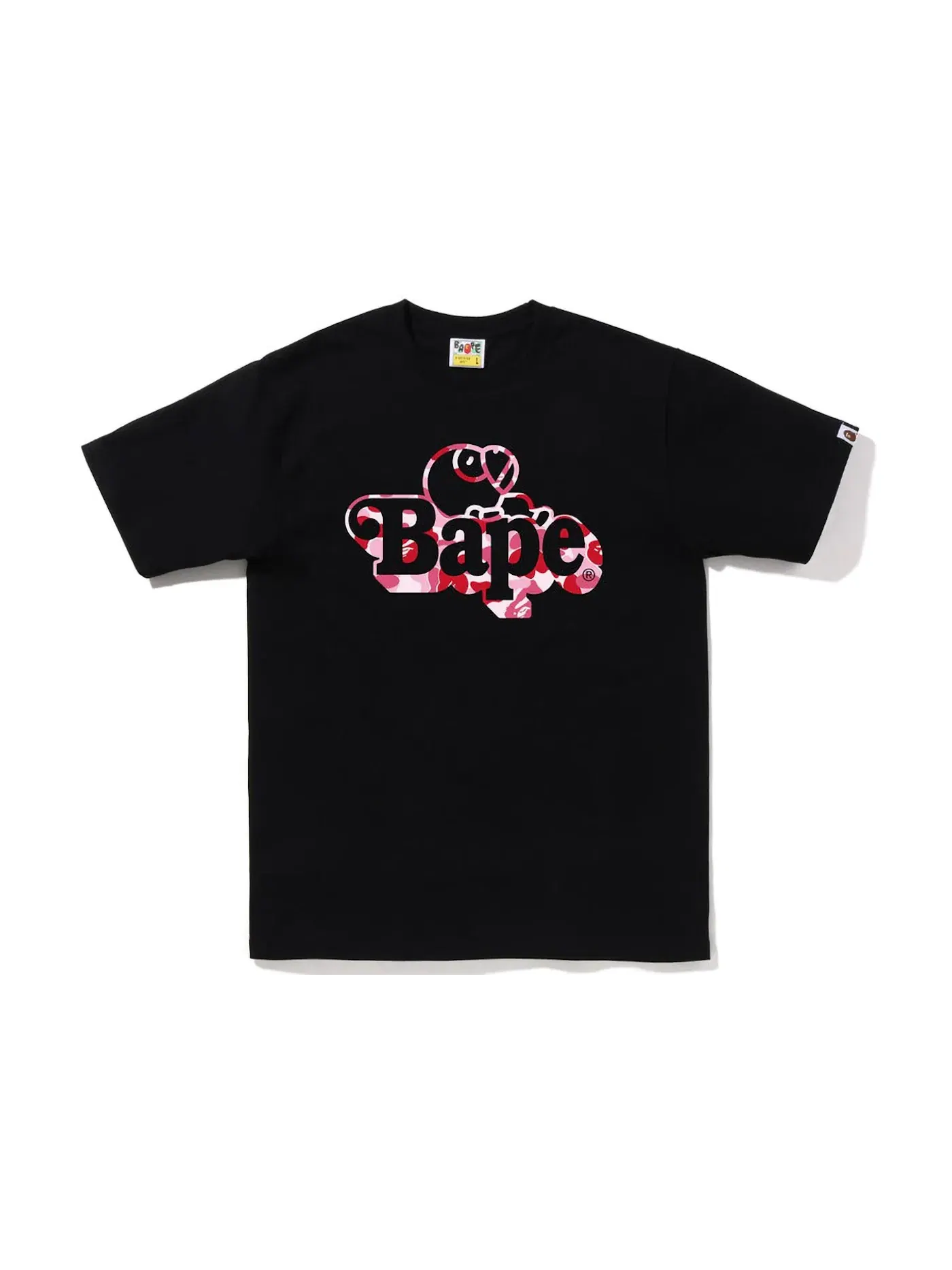 Мужская футболка с принтом BAPE ABC Camo Milo on BAPE Tee BAPE — изображение 1 из 1, черный розовый