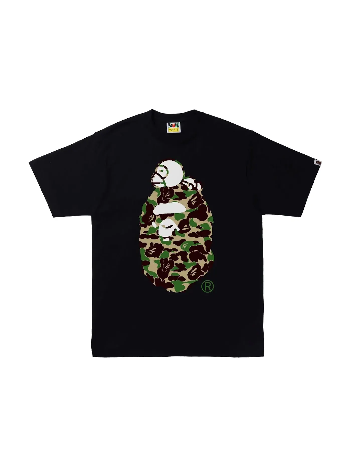 Мужская футболка с принтом BAPE ABC Camo Milo On Big Ape Tee — изображение 1 из 1, черный/зеленый