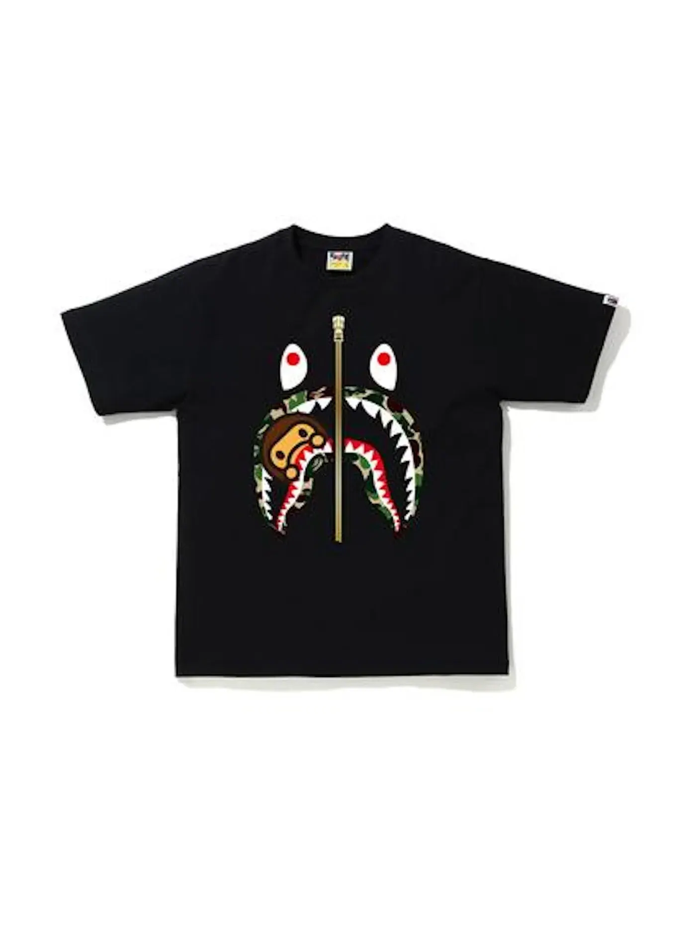 Мужская футболка с принтом BAPE ABC Camo Milo Shark Tee BAPE — изображение 1 из 2, черный/зеленый