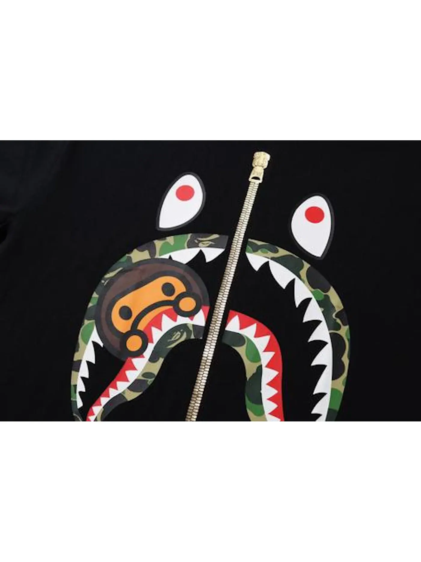 Мужская футболка с принтом BAPE ABC Camo Milo Shark Tee BAPE — изображение 2 из 2, черный/зеленый