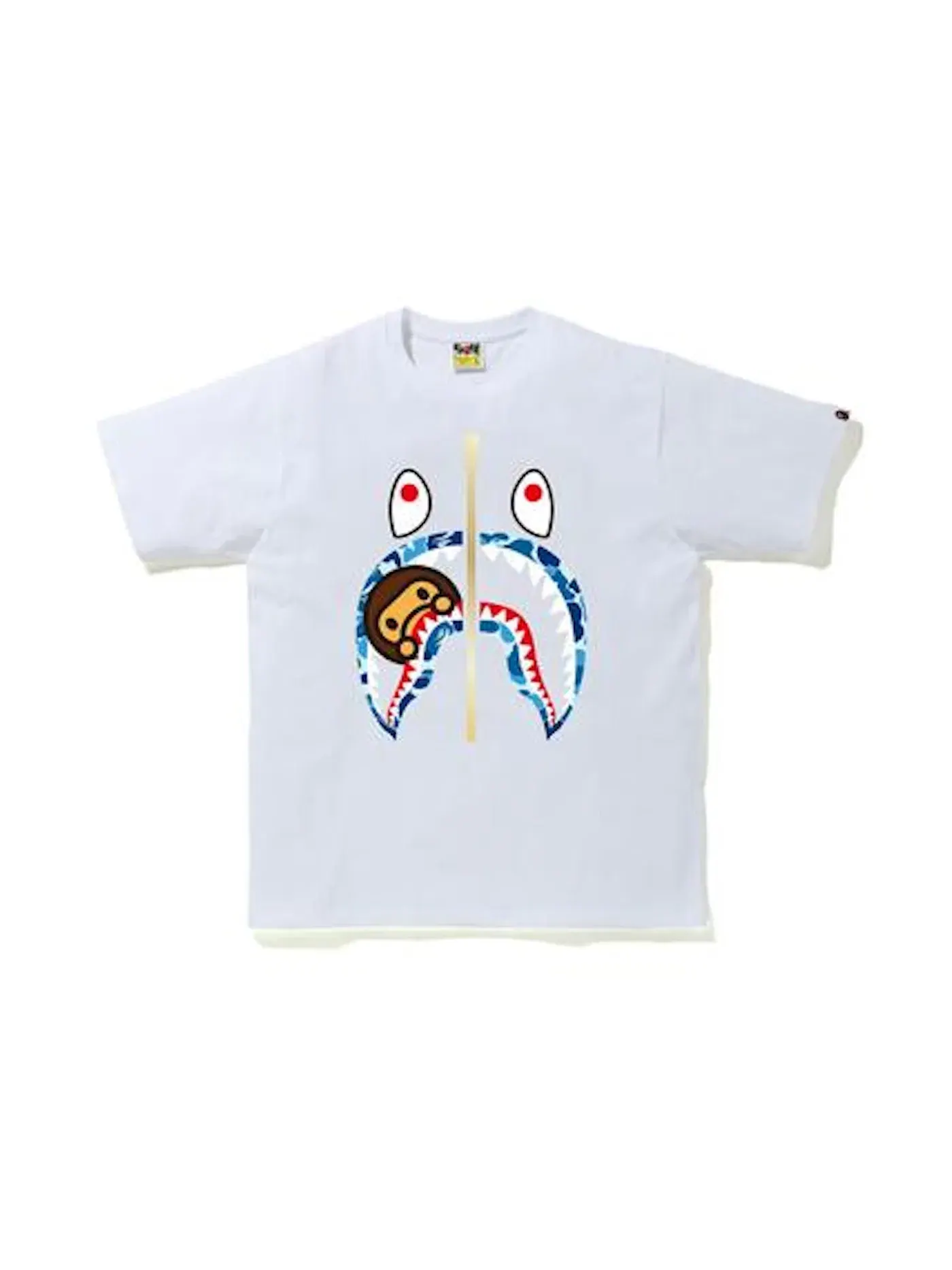 Мужская футболка с принтом BAPE ABC Camo Milo Shark Tee — изображение 1 из 2, белый/синий