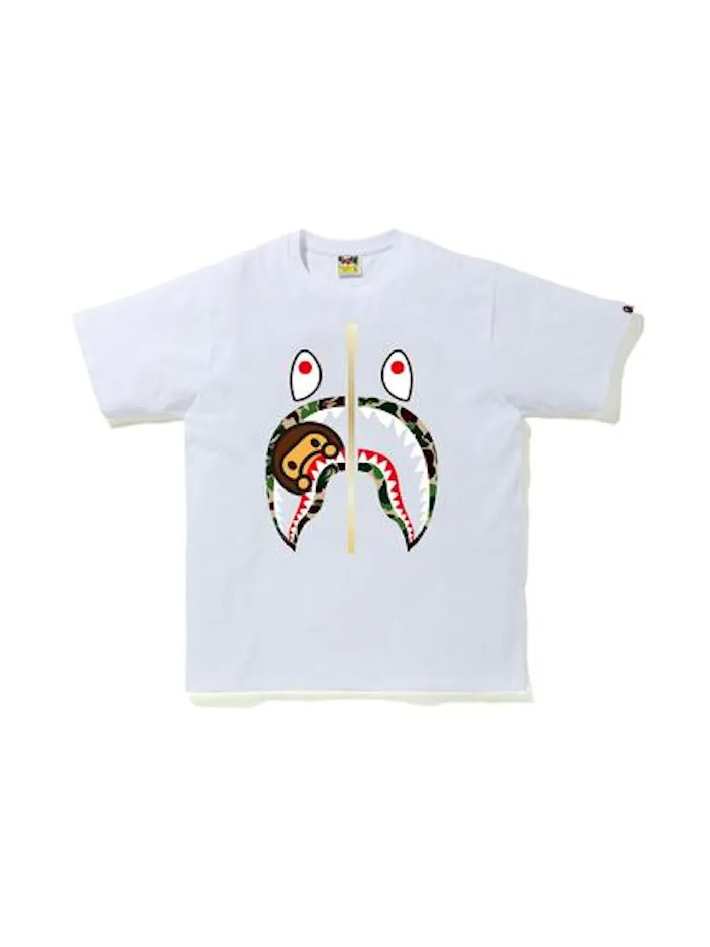 Мужская футболка с принтом BAPE ABC Camo Milo Shark Tee BAPE — изображение 1 из 2, белый/зеленый