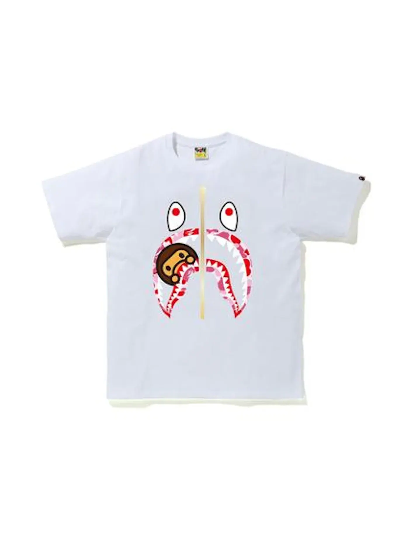 Мужская футболка с принтом BAPE ABC Camo Milo Shark Tee BAPE — изображение 1 из 2, белый розовый