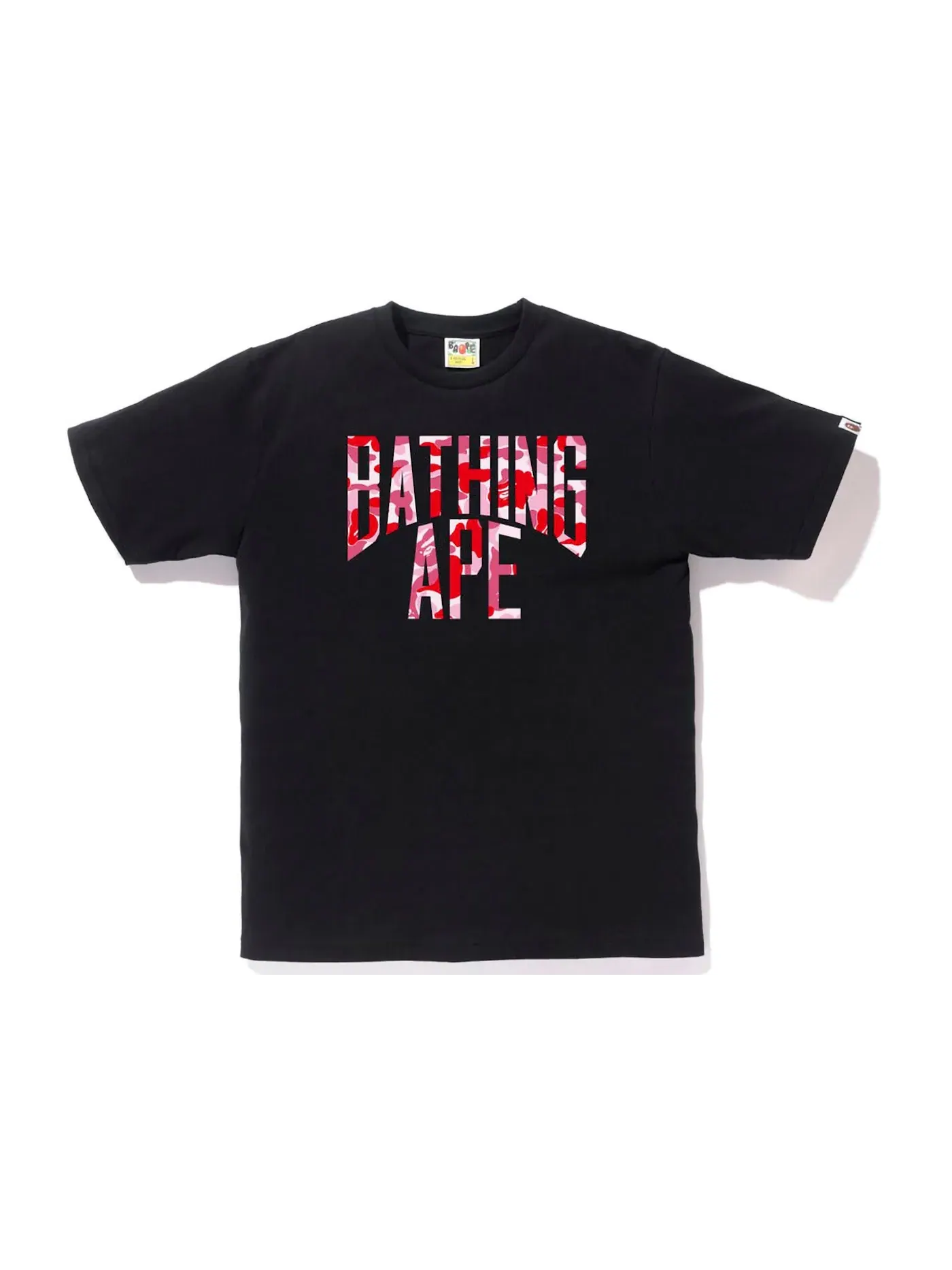 Мужская футболка с принтом ABC Camo NYC Logo BAPE — изображение 1 из 1, черный розовый