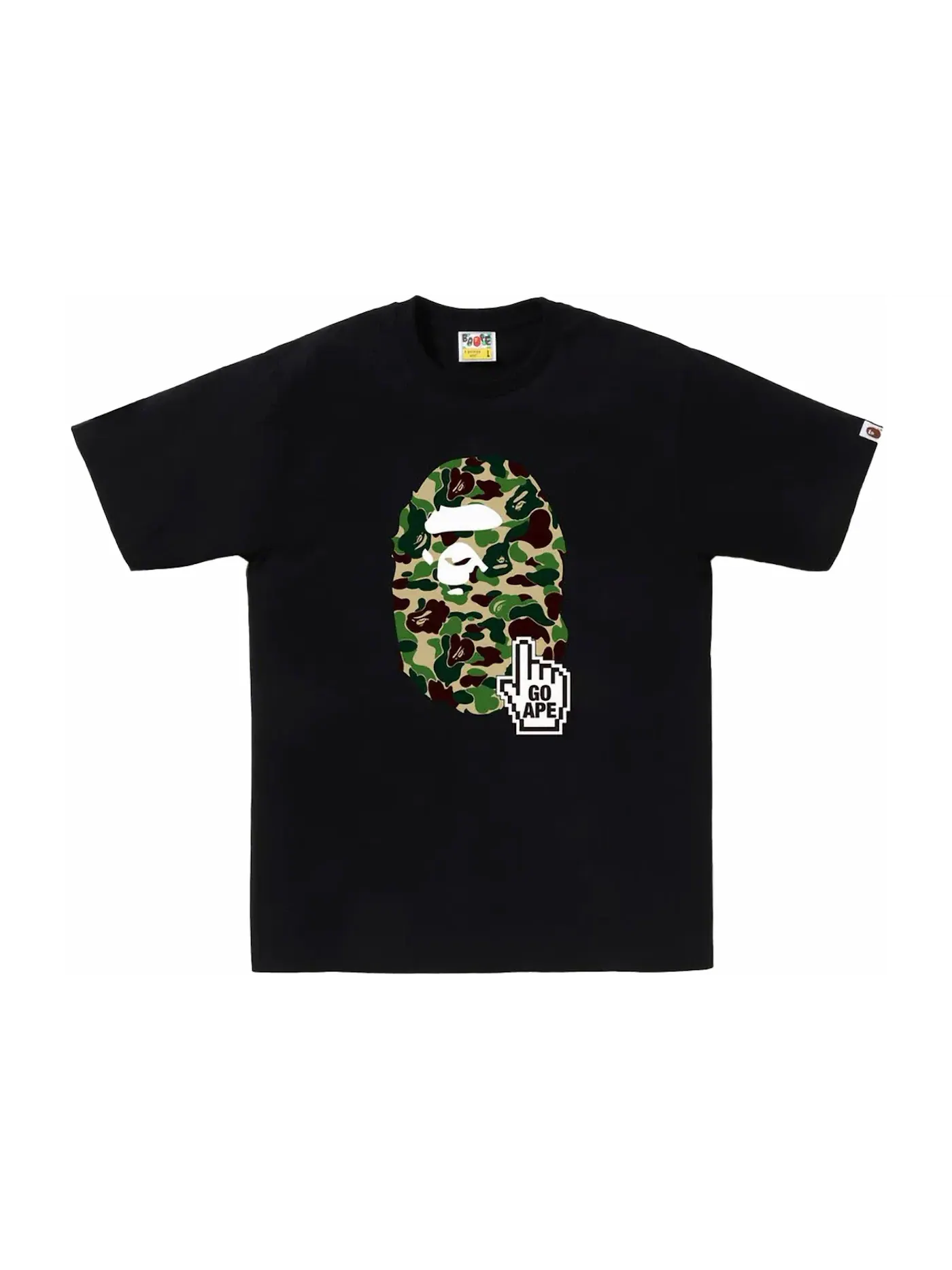 Мужская футболка с принтом BAPE ABC Camo Online Tee (FW23) BAPE — изображение 1 из 1, черный/зеленый