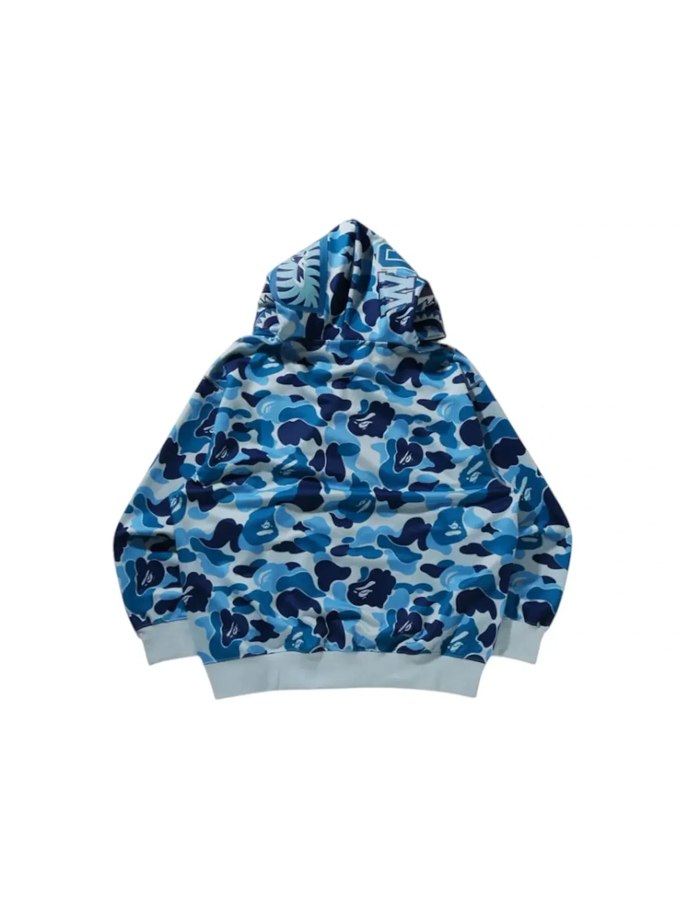 Мужская худи с принтом Shark BAPE ABC Camo Rayon Relaxed Fit Shark Full Zip Hoodie Blue — изображение 2 из 2, синий