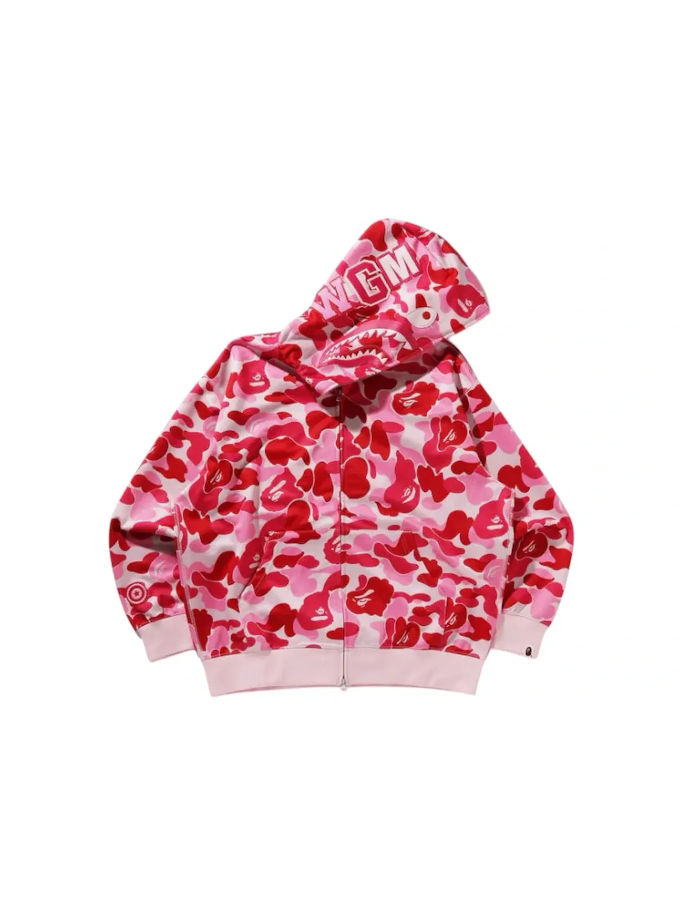 Мужская худи с принтом ABC Camo Rayon Relaxed Fit Shark Full Zip Hoodie BAPE — изображение 1 из 2, розовый