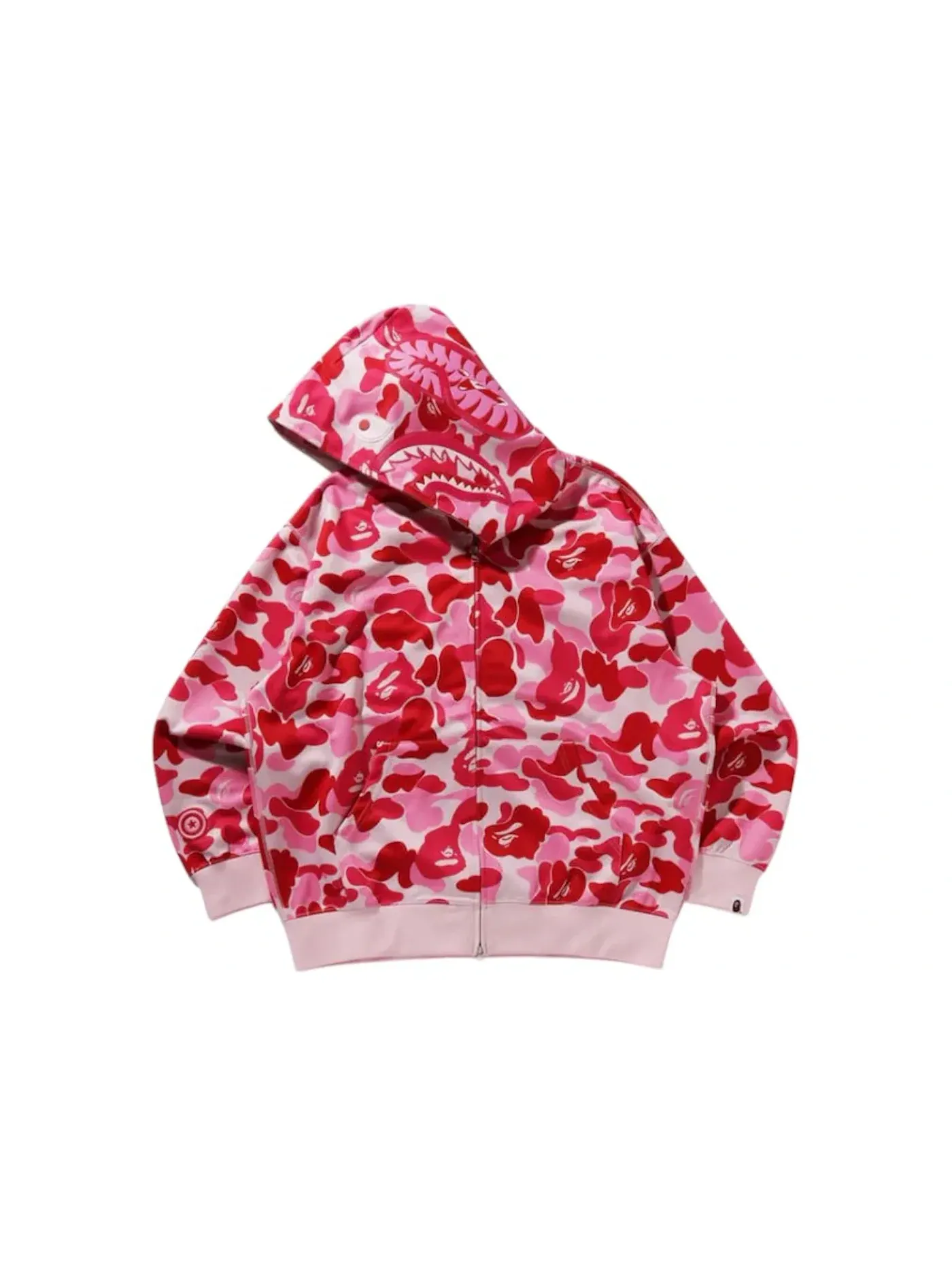 Мужская худи с принтом ABC Camo Rayon Relaxed Fit Shark Full Zip Hoodie BAPE — изображение 2 из 2, розовый