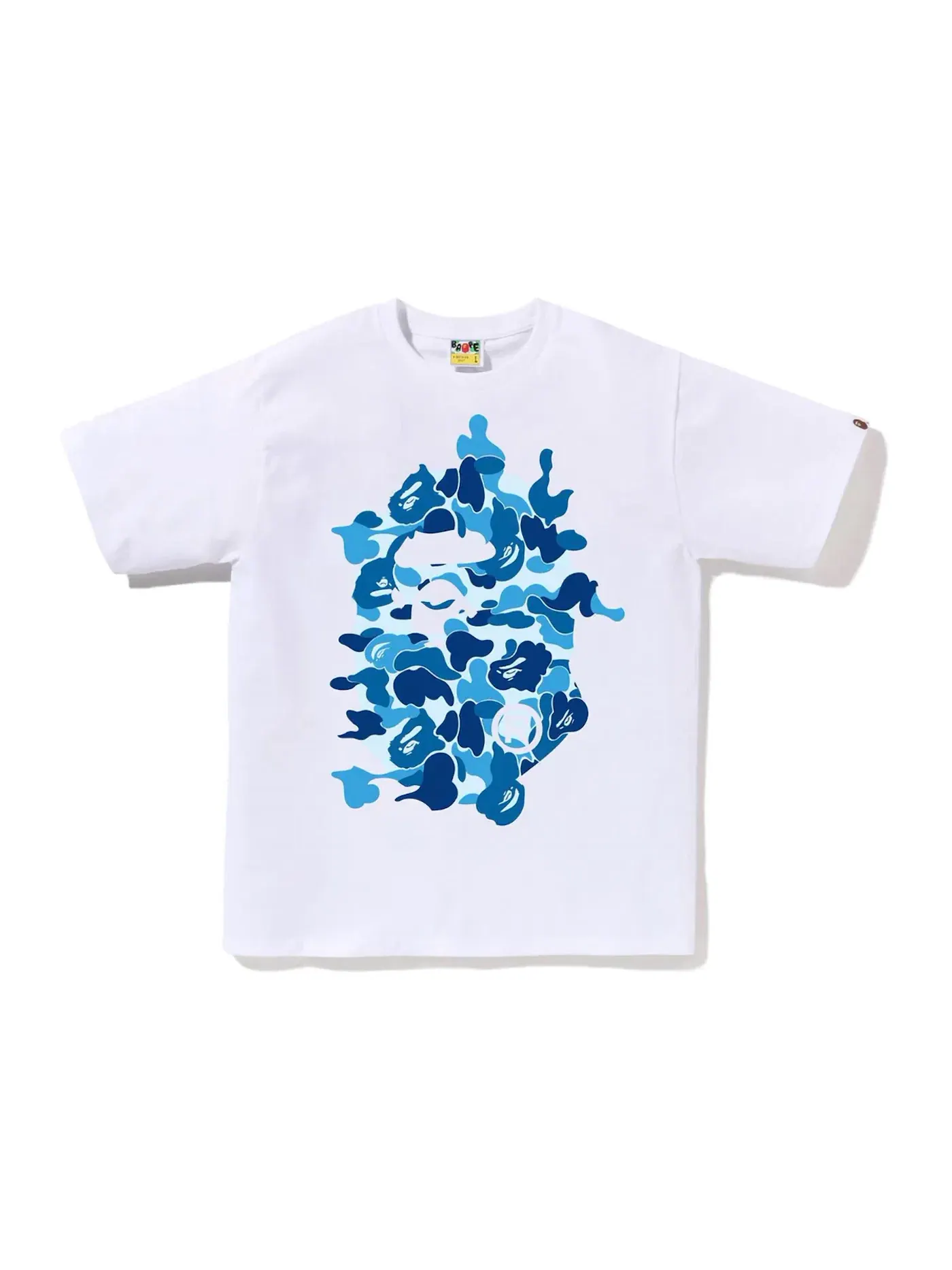 Мужская футболка с принтом BAPE ABC Camo Rebuild Big Ape Head Tee BAPE — изображение 1 из 1, белый/синий