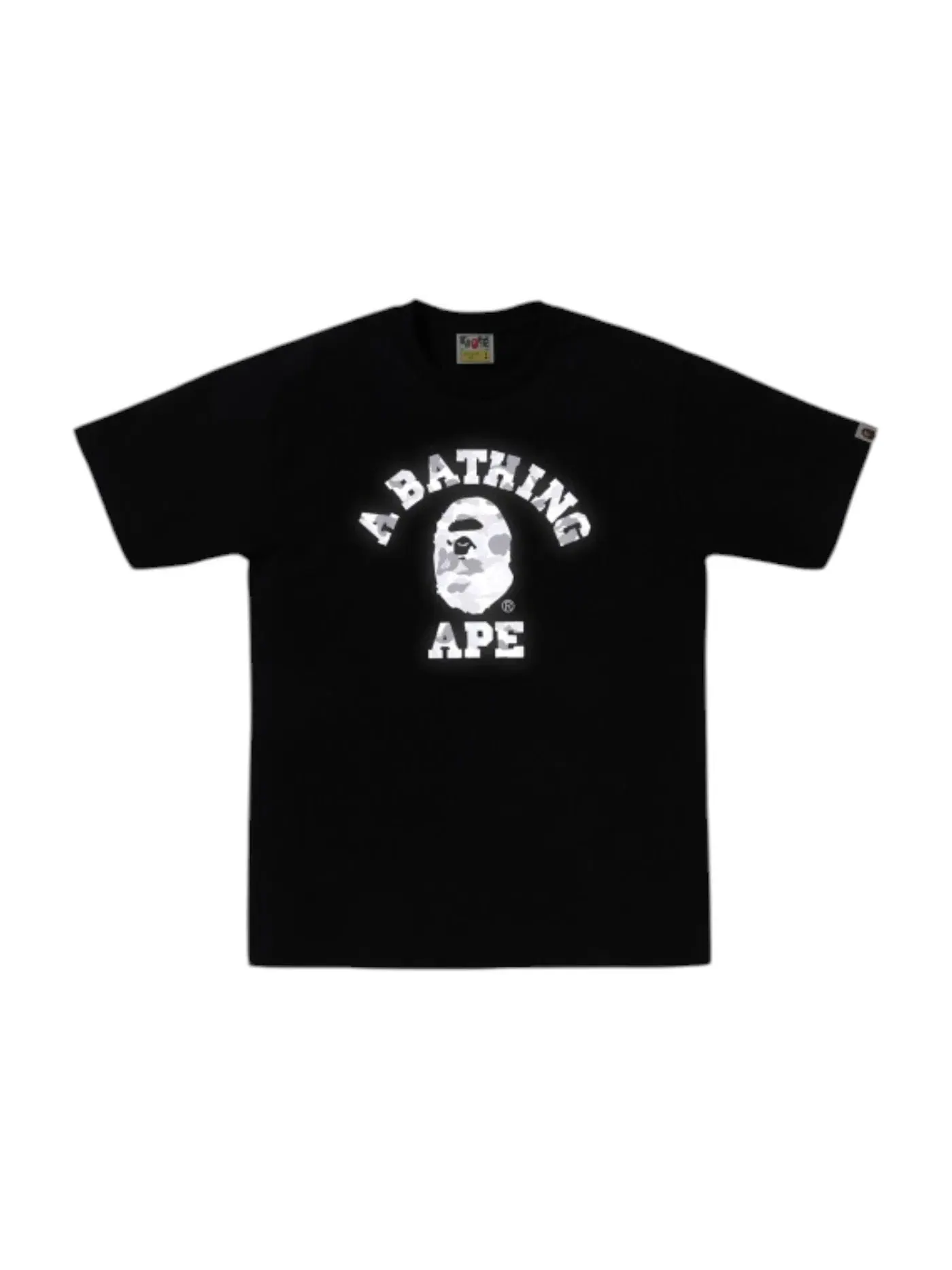 Мужская футболка с принтом BAPE Abc Camo Reflective on College T-shirt BAPE — изображение 2 из 2, черный