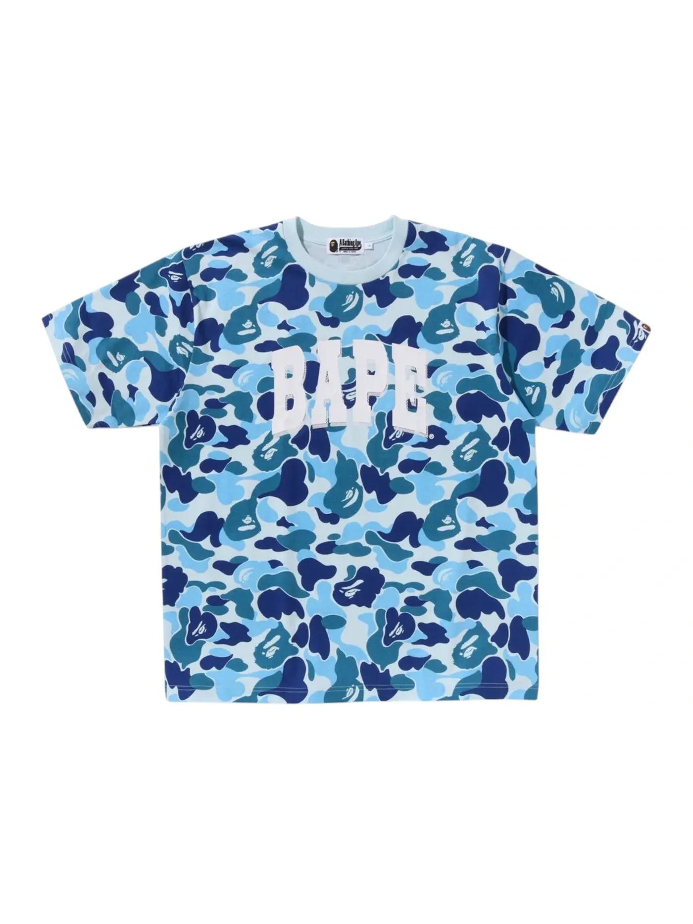 Мужская футболка свободного кроя BAPE ABC Camo Relaxed Fit BAPE Logo Tee BAPE — изображение 1 из 1, синий