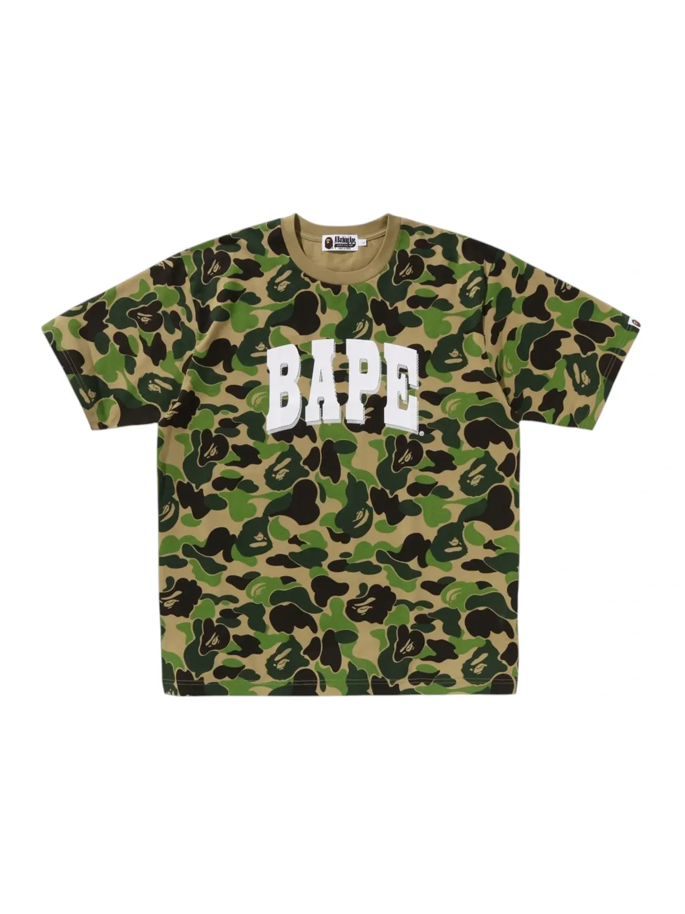 Мужская футболка свободного кроя с принтом BAPE ABC Camo Relaxed Fit BAPE Logo Tee BAPE — изображение 1 из 1, зеленый