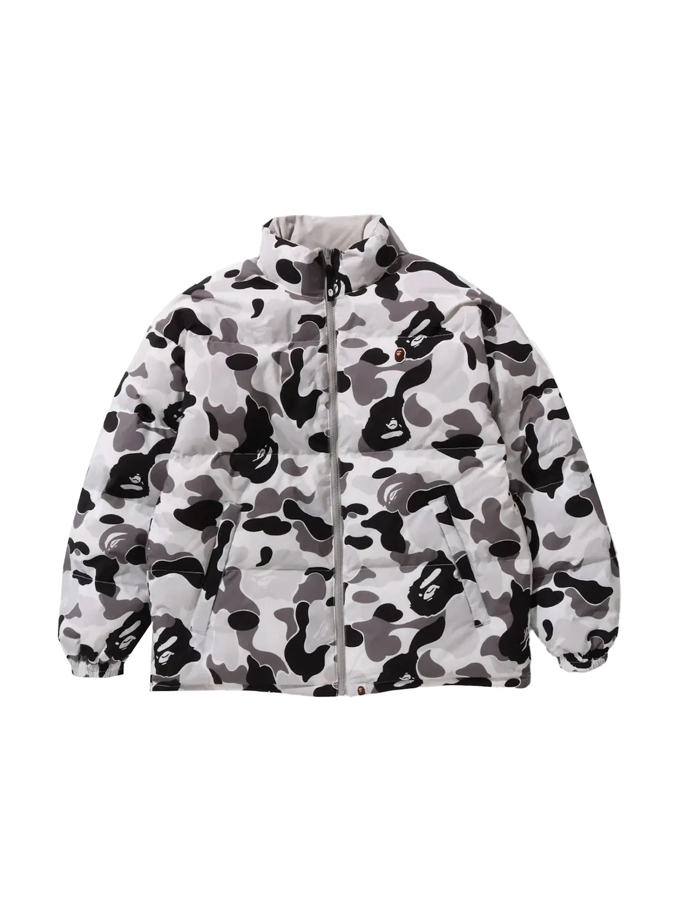 Мужская куртка с принтом BAPE ABC Camo Reversible Down Jacket BAPE — изображение 1 из 3, серый