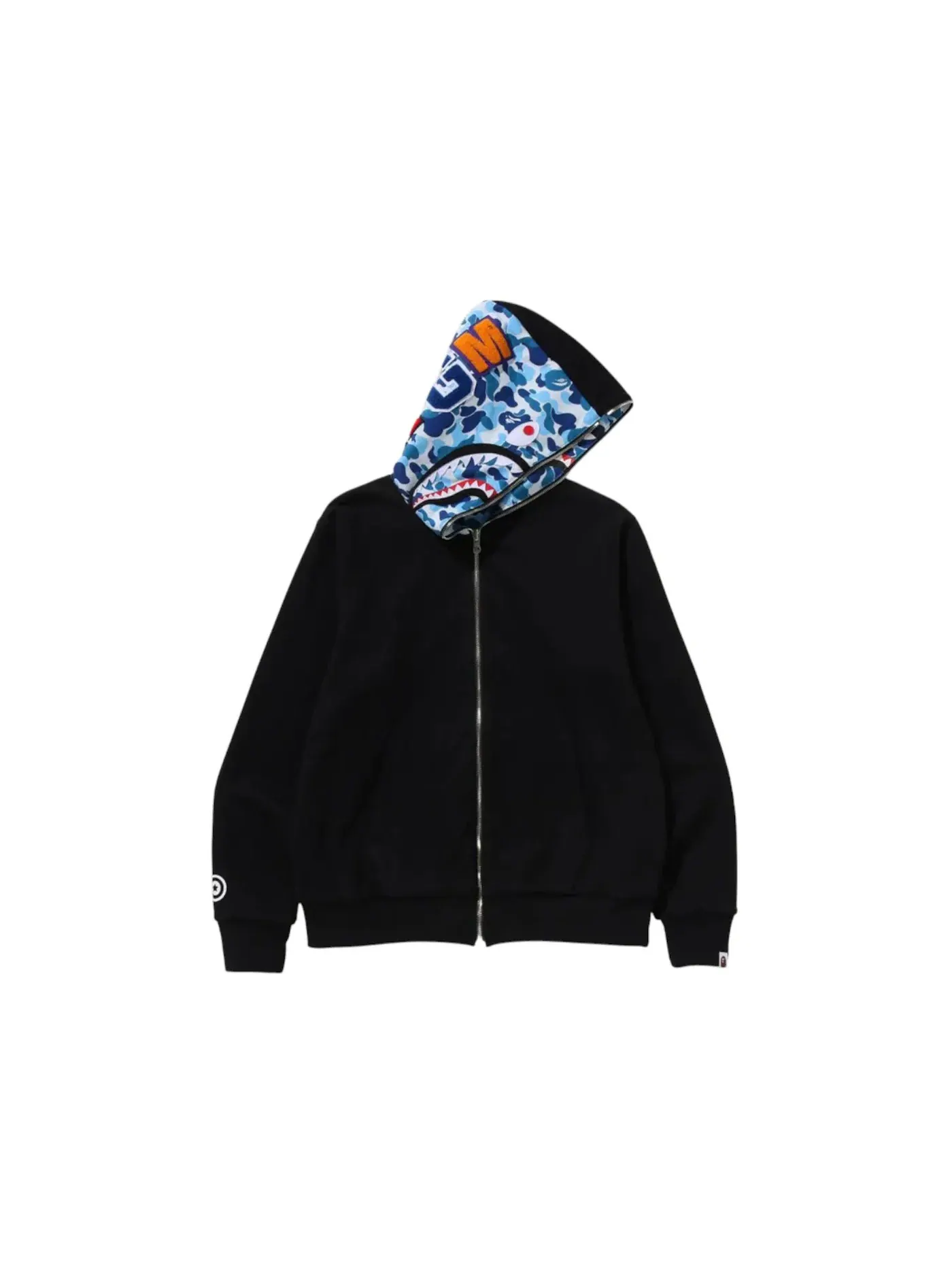 Мужской худи на молнии с капюшоном двустороннее с принтом ABC Camo Reversible Shark Full Zip BAPE — изображение 1 из 2
