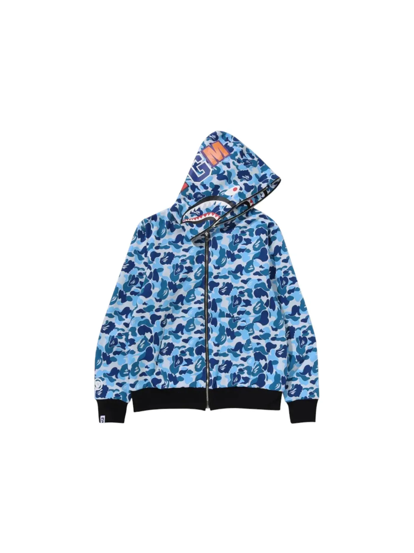 Мужской худи на молнии с капюшоном двустороннее с принтом ABC Camo Reversible Shark Full Zip BAPE — изображение 2 из 2
