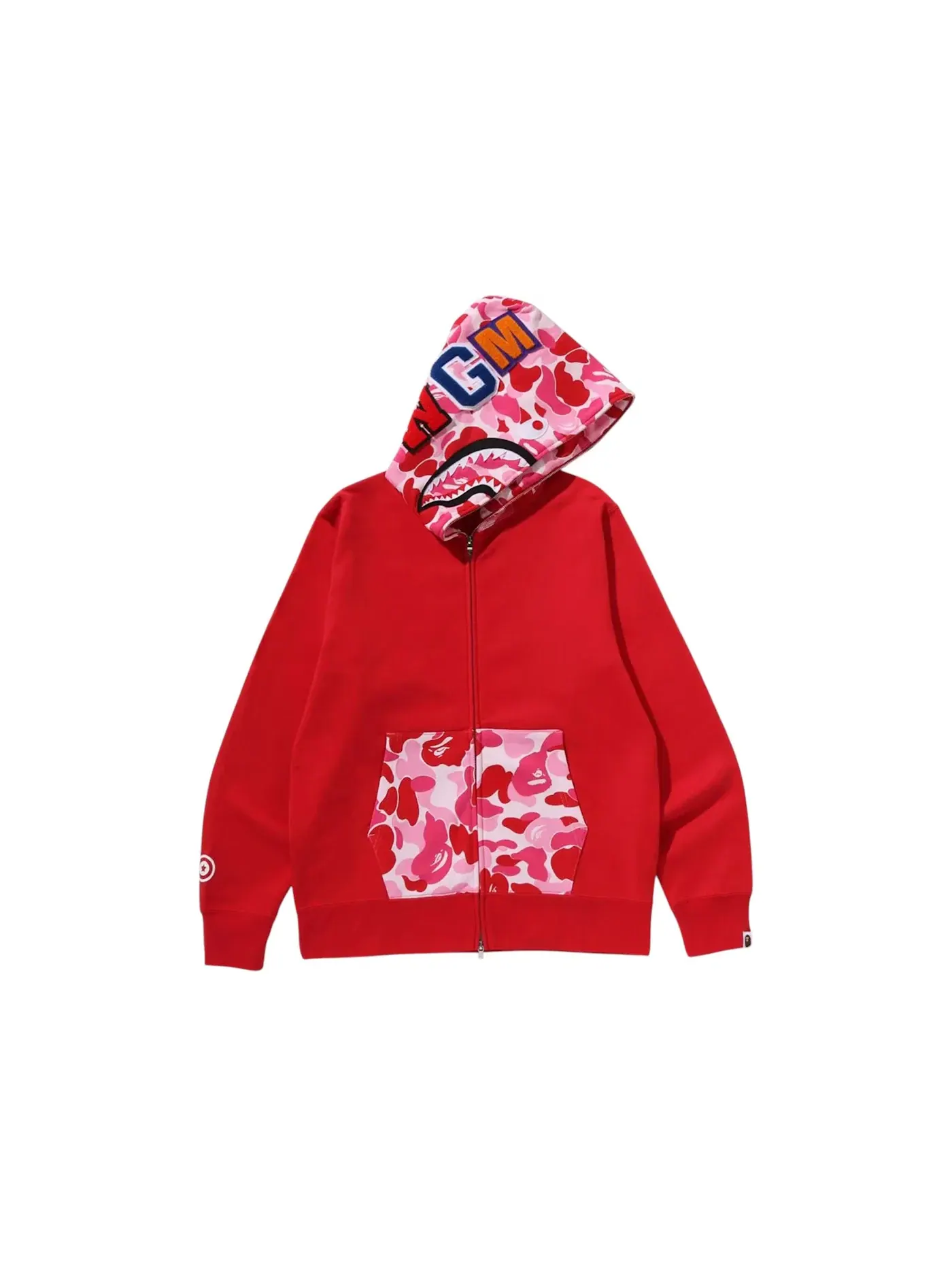 Мужская худи с принтом BAPE ABC Camo Shark Full Zip Hoodie BAPE — изображение 1 из 2, красный