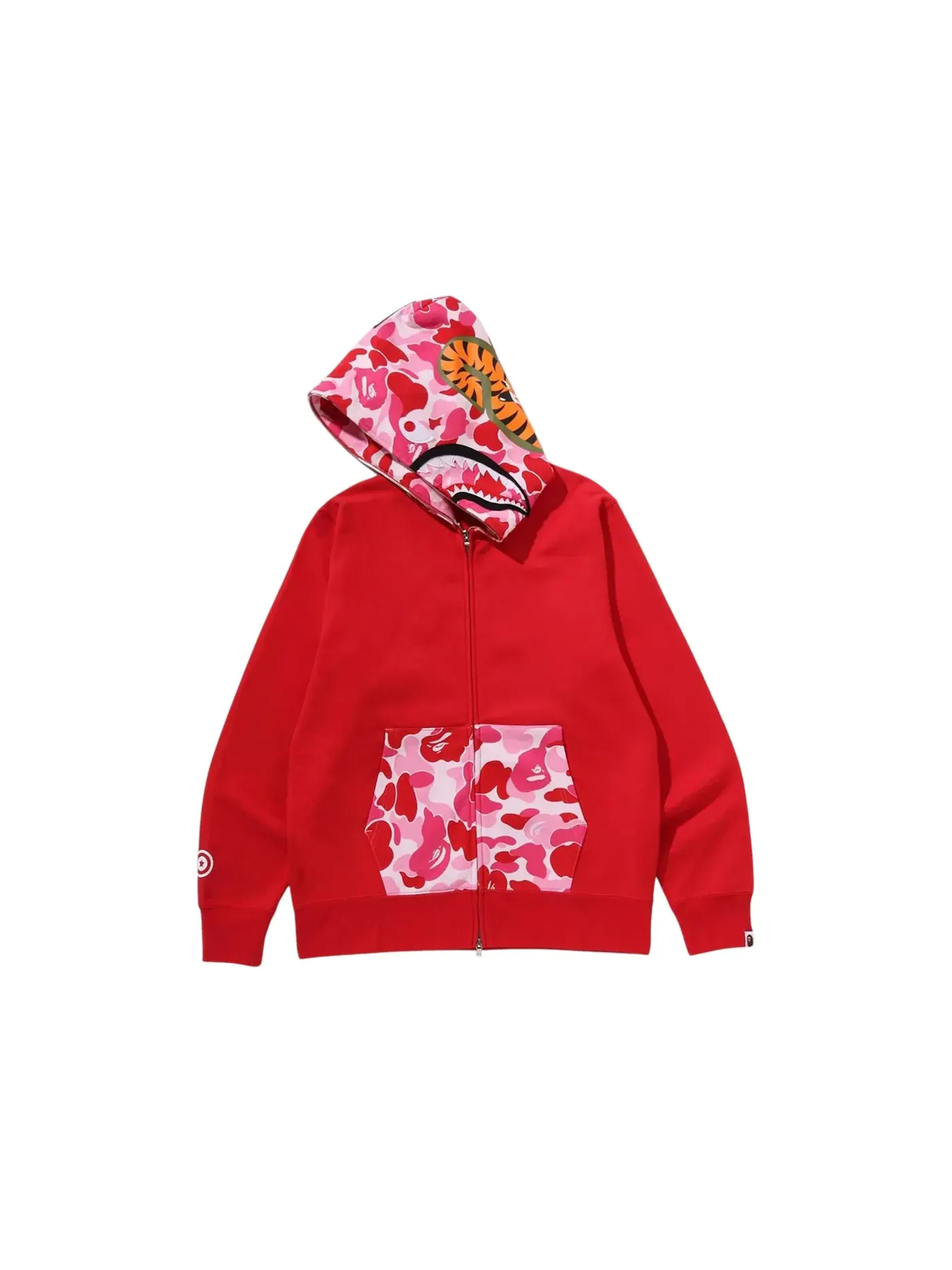 Мужская худи с принтом BAPE ABC Camo Shark Full Zip Hoodie BAPE — изображение 2 из 2, красный