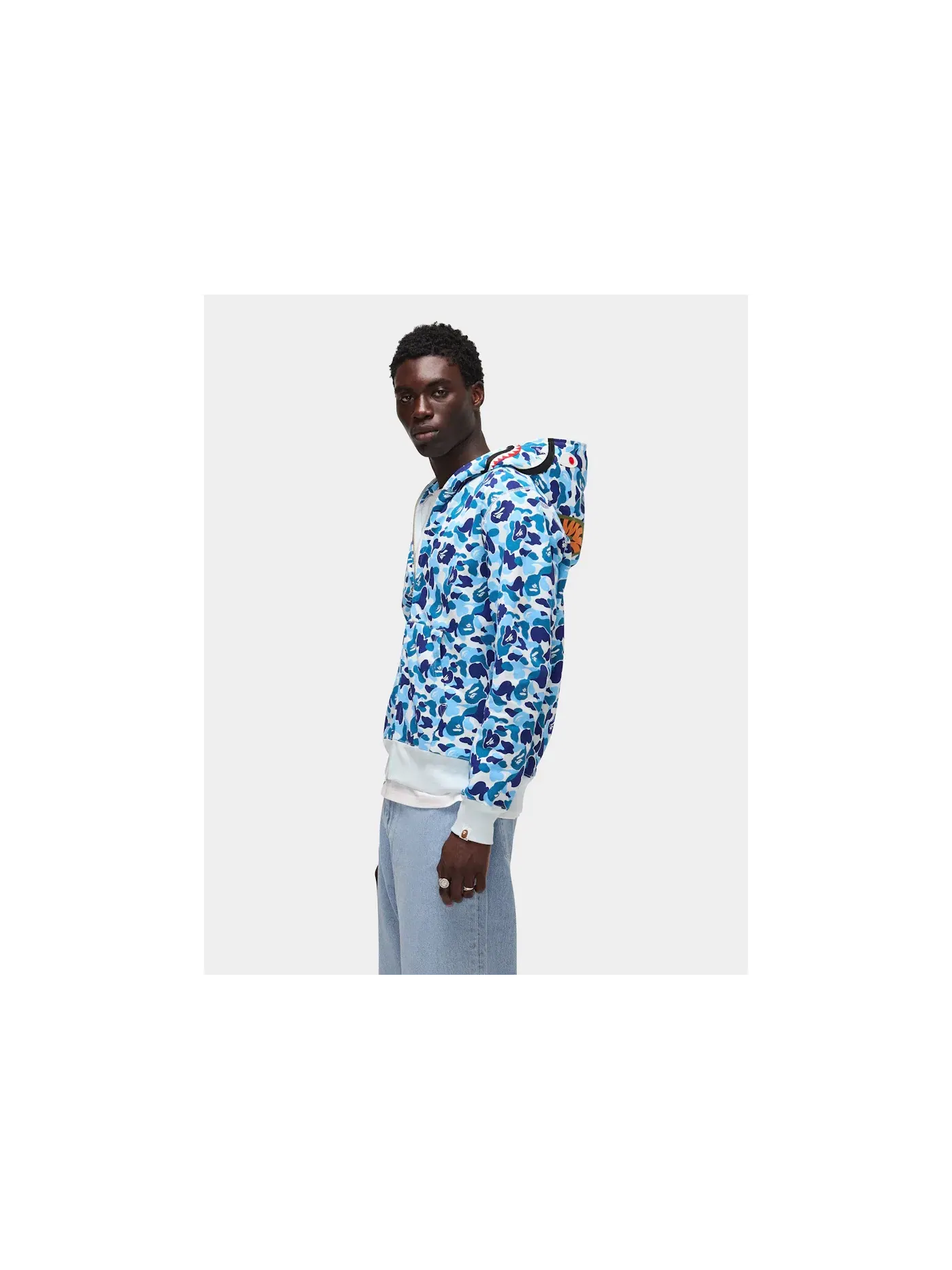 Мужская худи с принтом ABC Camo Shark BAPE — изображение 4 из 6, синий