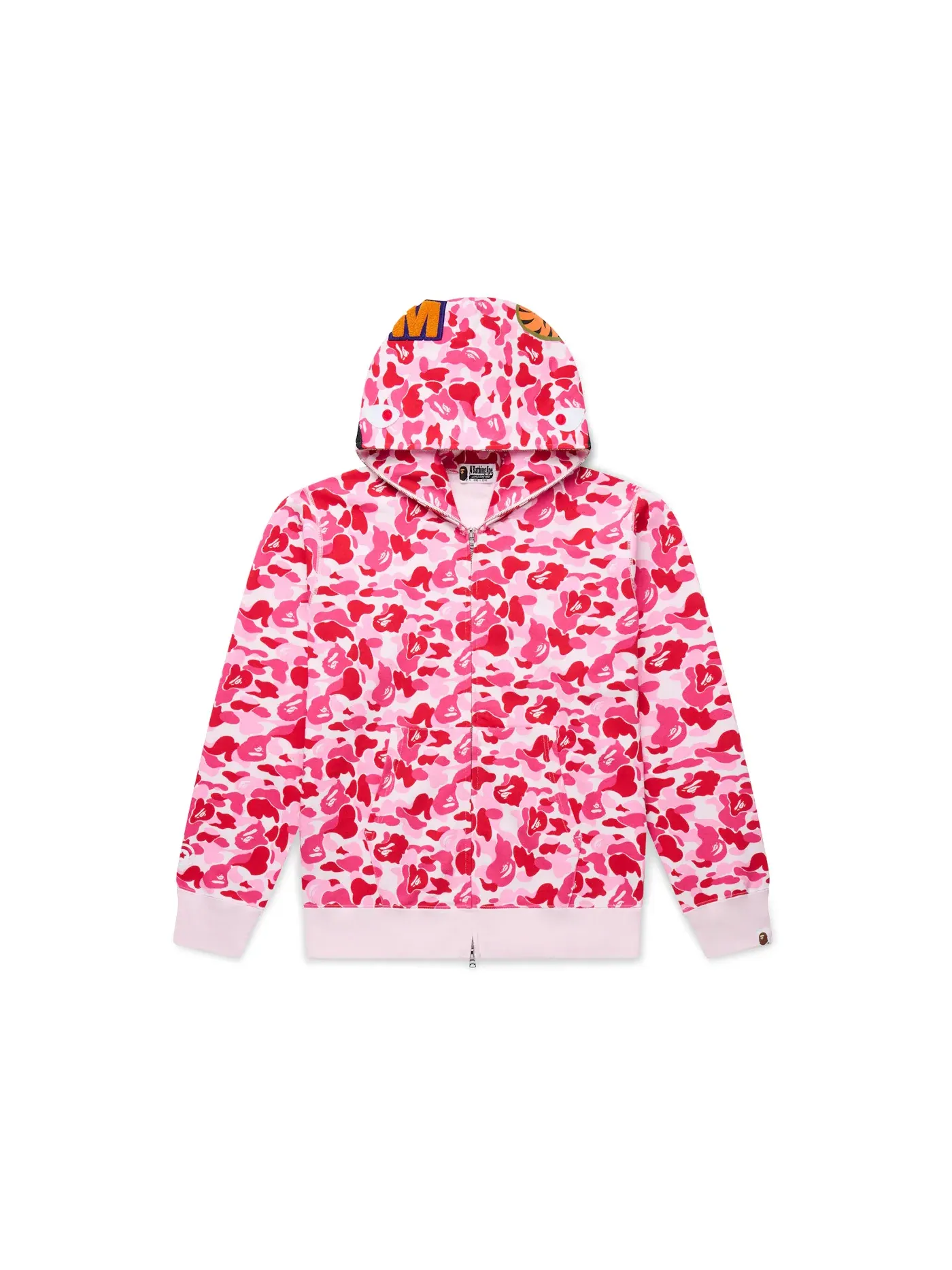 Мужская худи с капюшоном с принтом ABC Camo Shark Full Zip BAPE — изображение 1 из 6, розовый